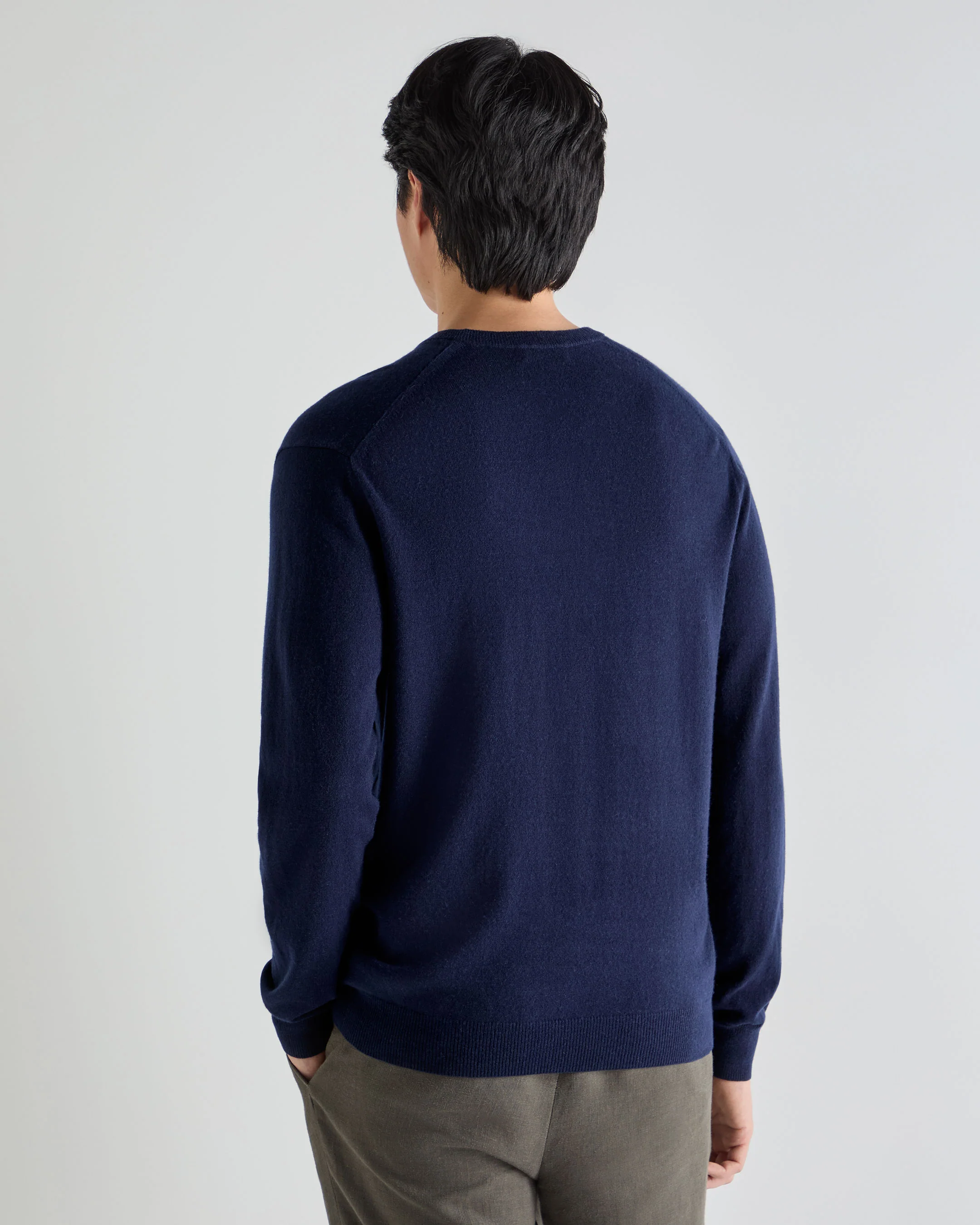 Men's Burlington V Neck Cashmere Jumper Deep French Blue - Image 4