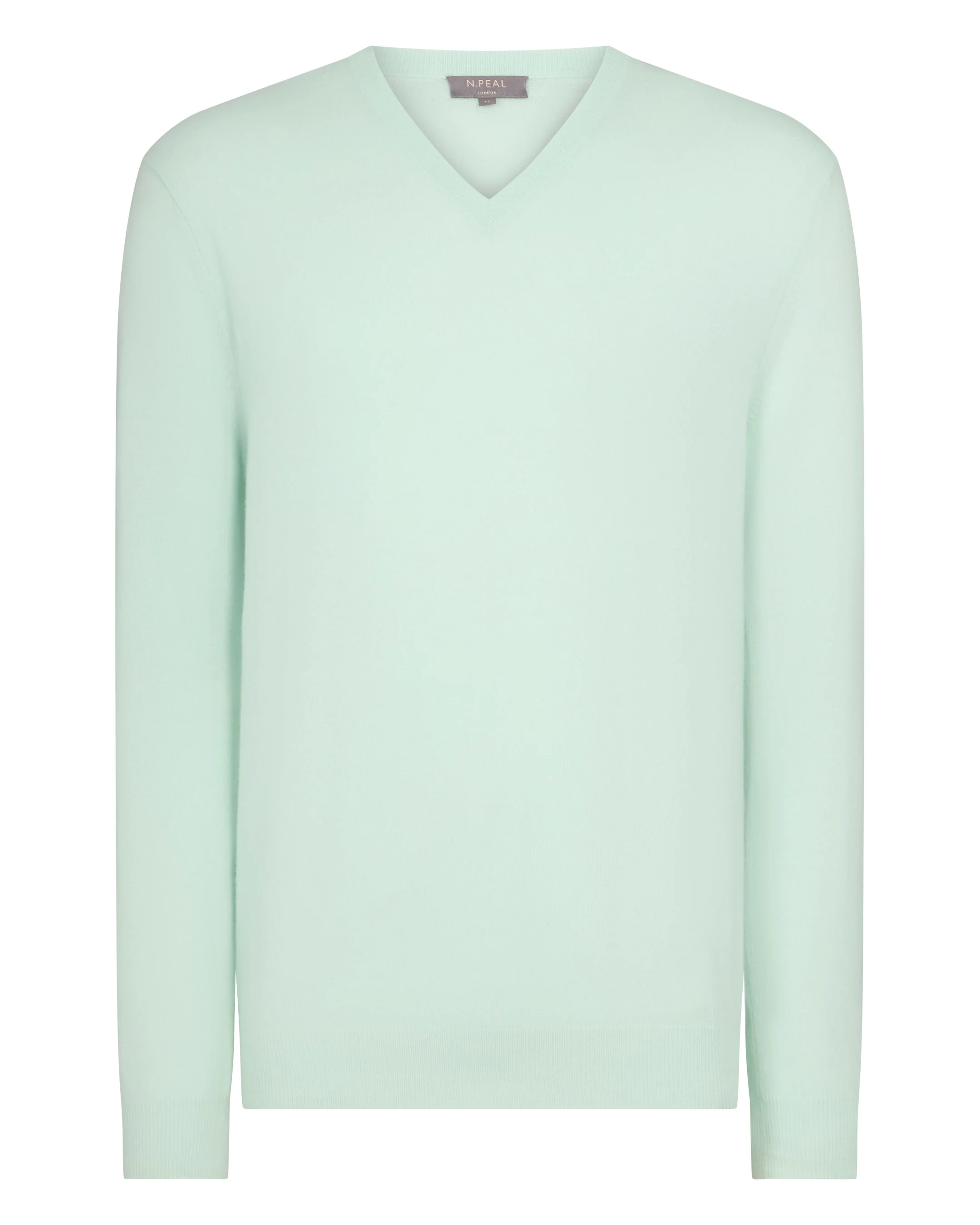 Men's Burlington V Neck Cashmere Jumper Mint Green - Image 2