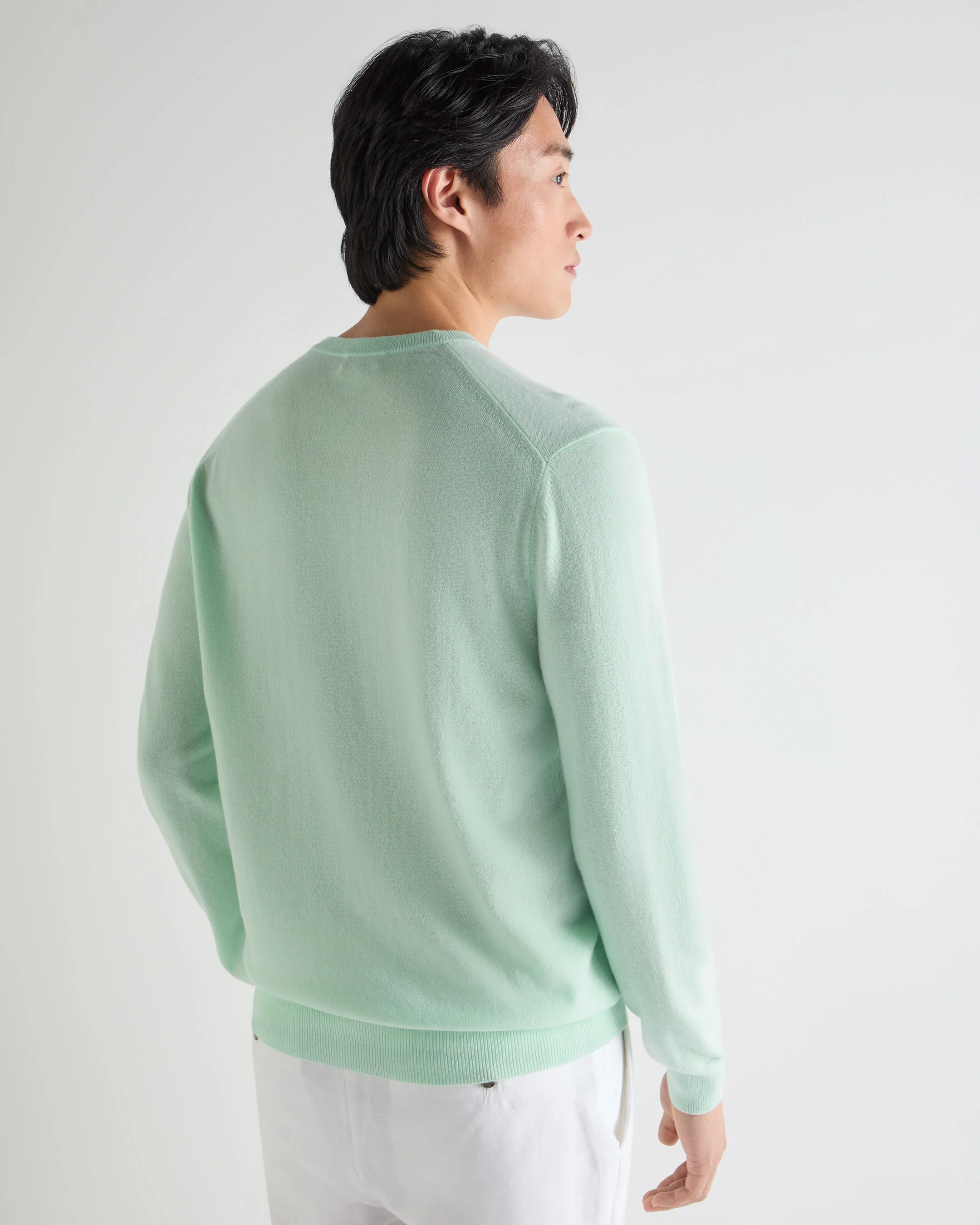 Men's Burlington V Neck Cashmere Jumper Mint Green - Image 4