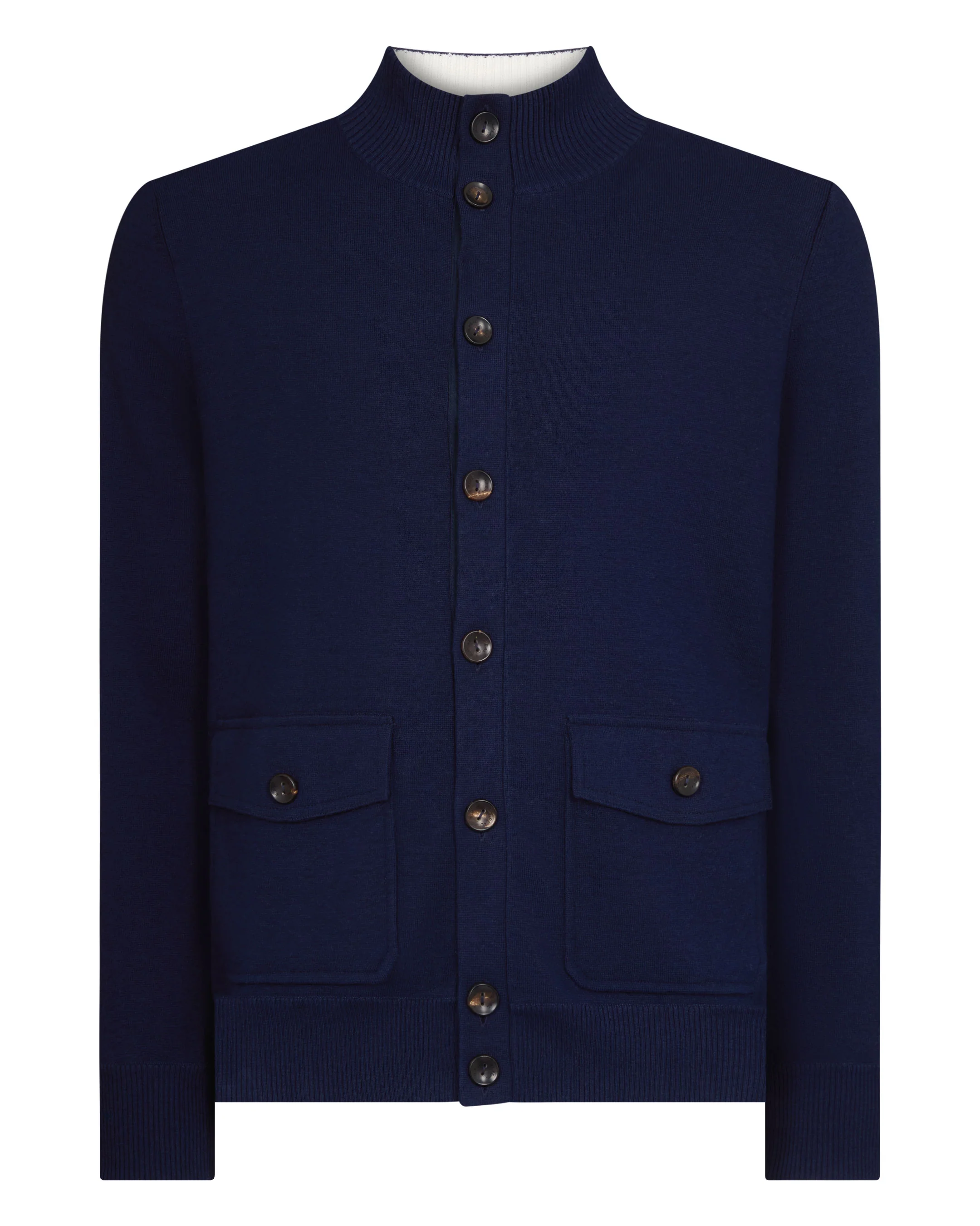 Men's Button Through Cotton Blend Bomber Deep French Blue - Image 2