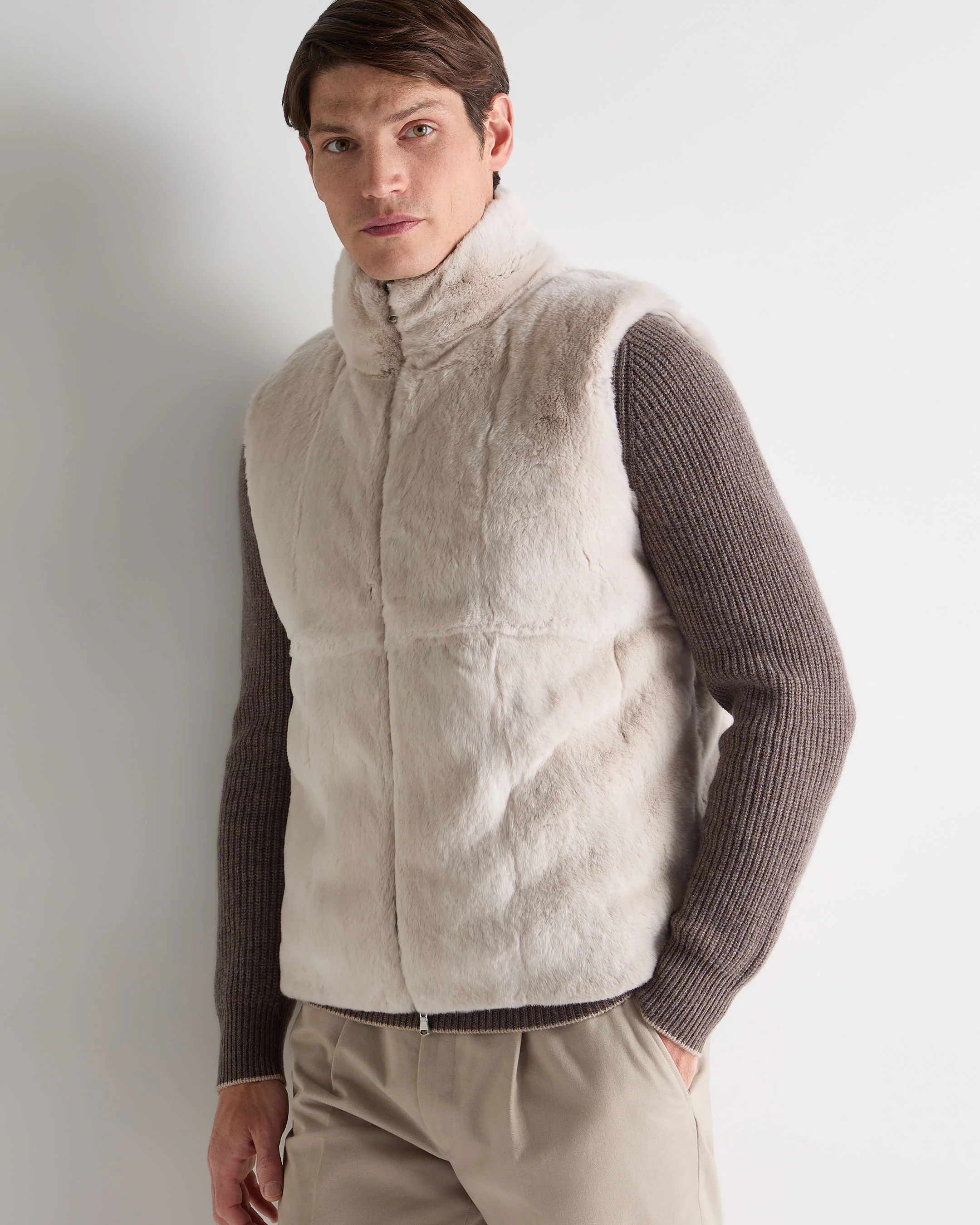 Men's Dolomiti Cable Fur Gilet Ash Grey Marl - Image 5