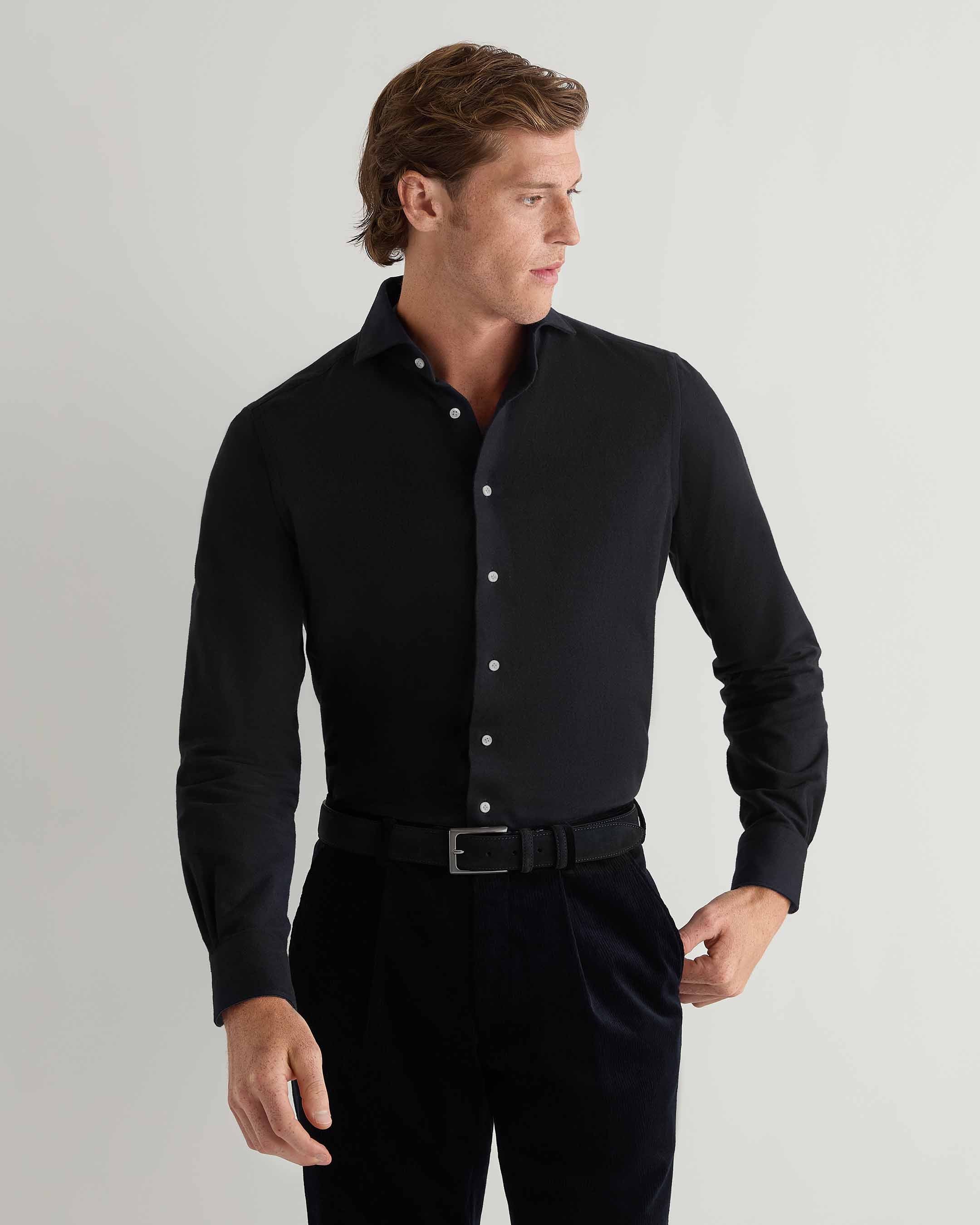 Men's Cannes Soft Cotton Flannel Shirt Black
