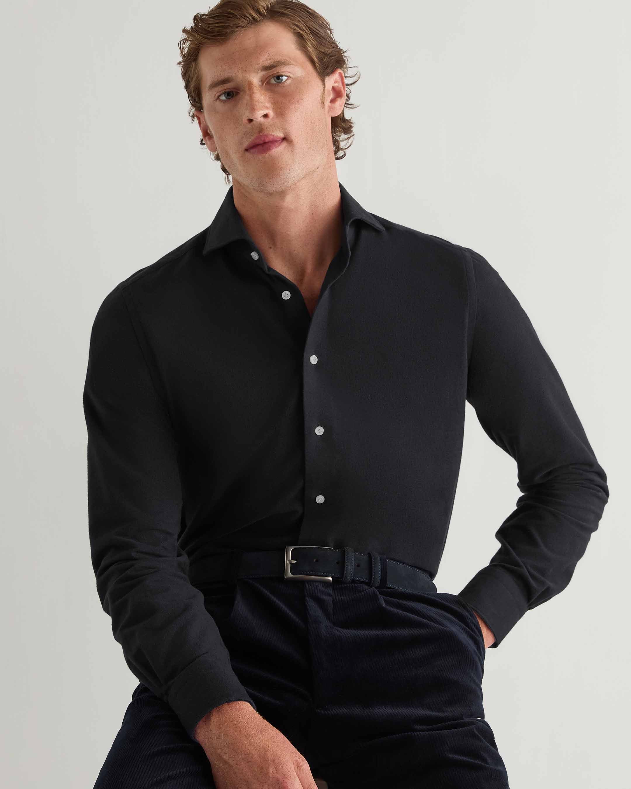 Men's Cannes Soft Cotton Flannel Shirt Black - Image 5