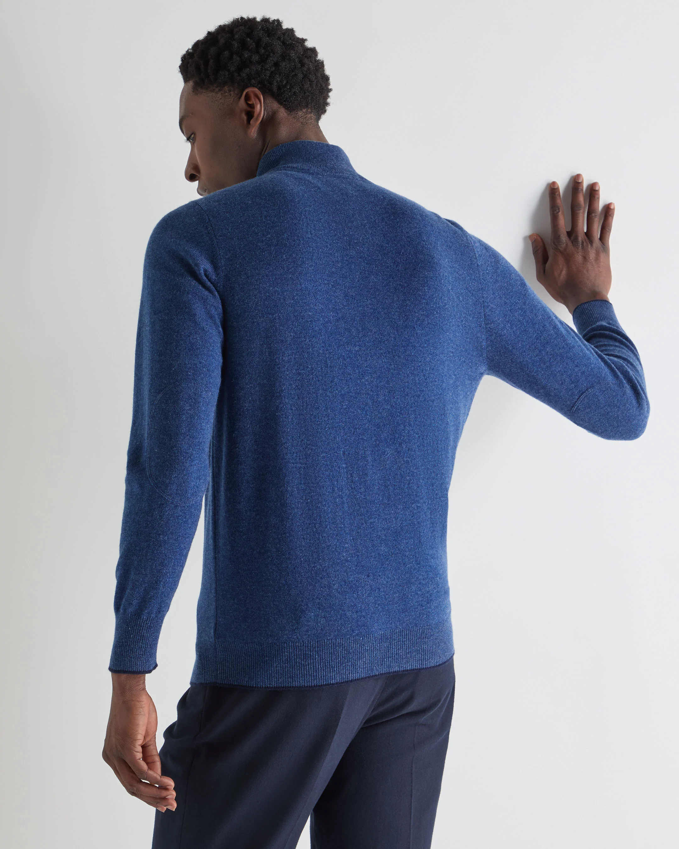Men's Carnaby Half Zip Cashmere Jumper Bright Denim Blue - Image 4