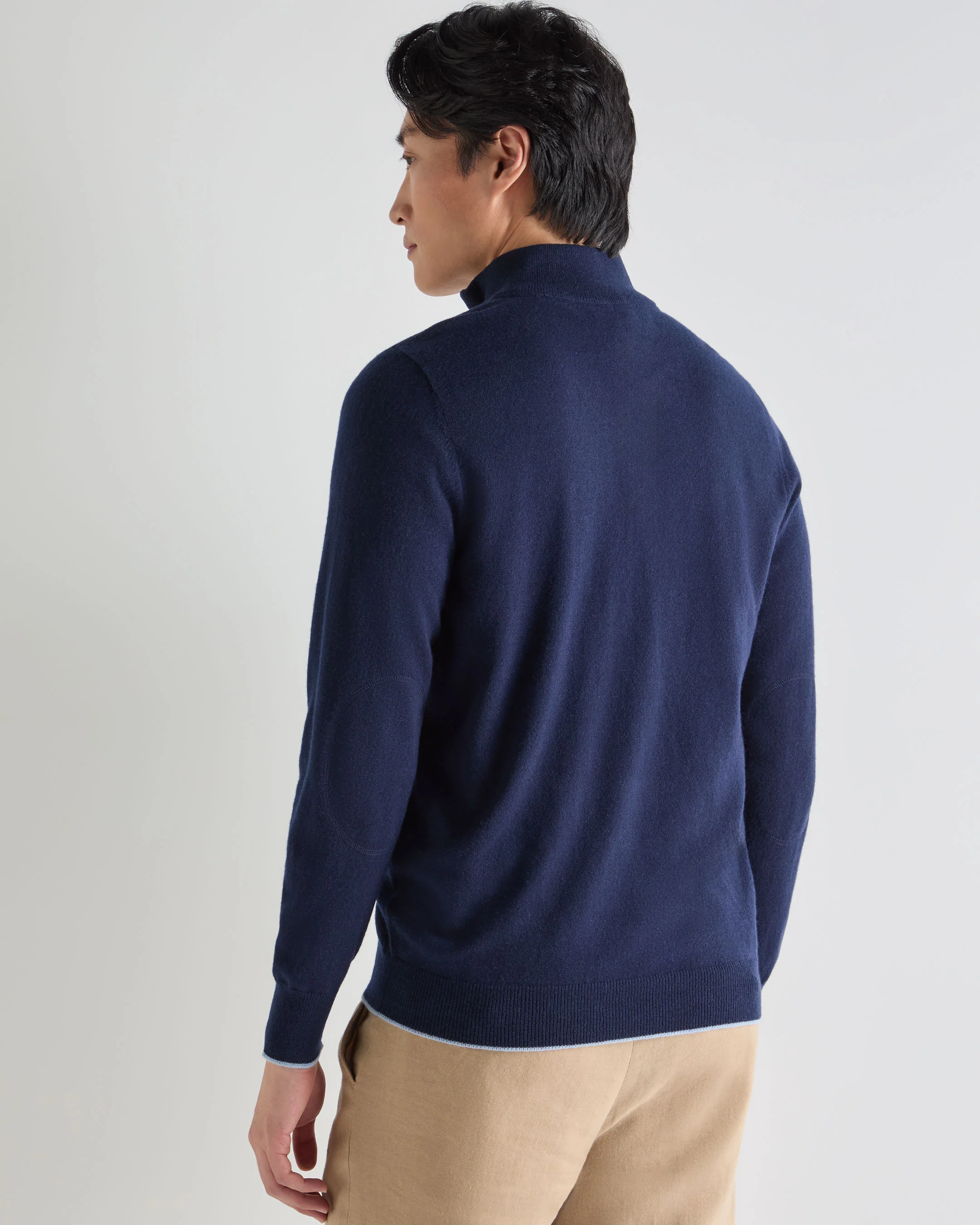 Men's Carnaby Half Zip Cashmere Jumper Deep French Blue - Image 4