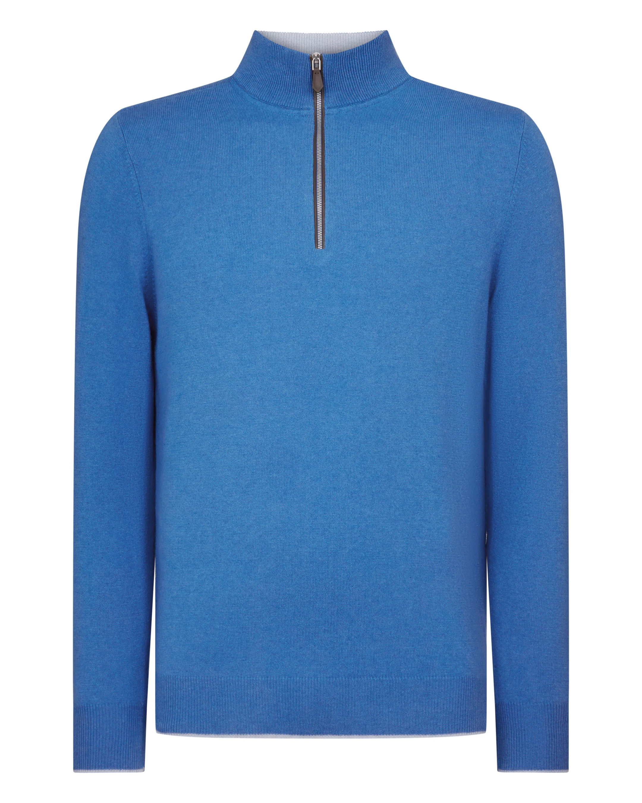 Men's Carnaby Half Zip Cashmere Jumper Sunshine Blue - Image 2