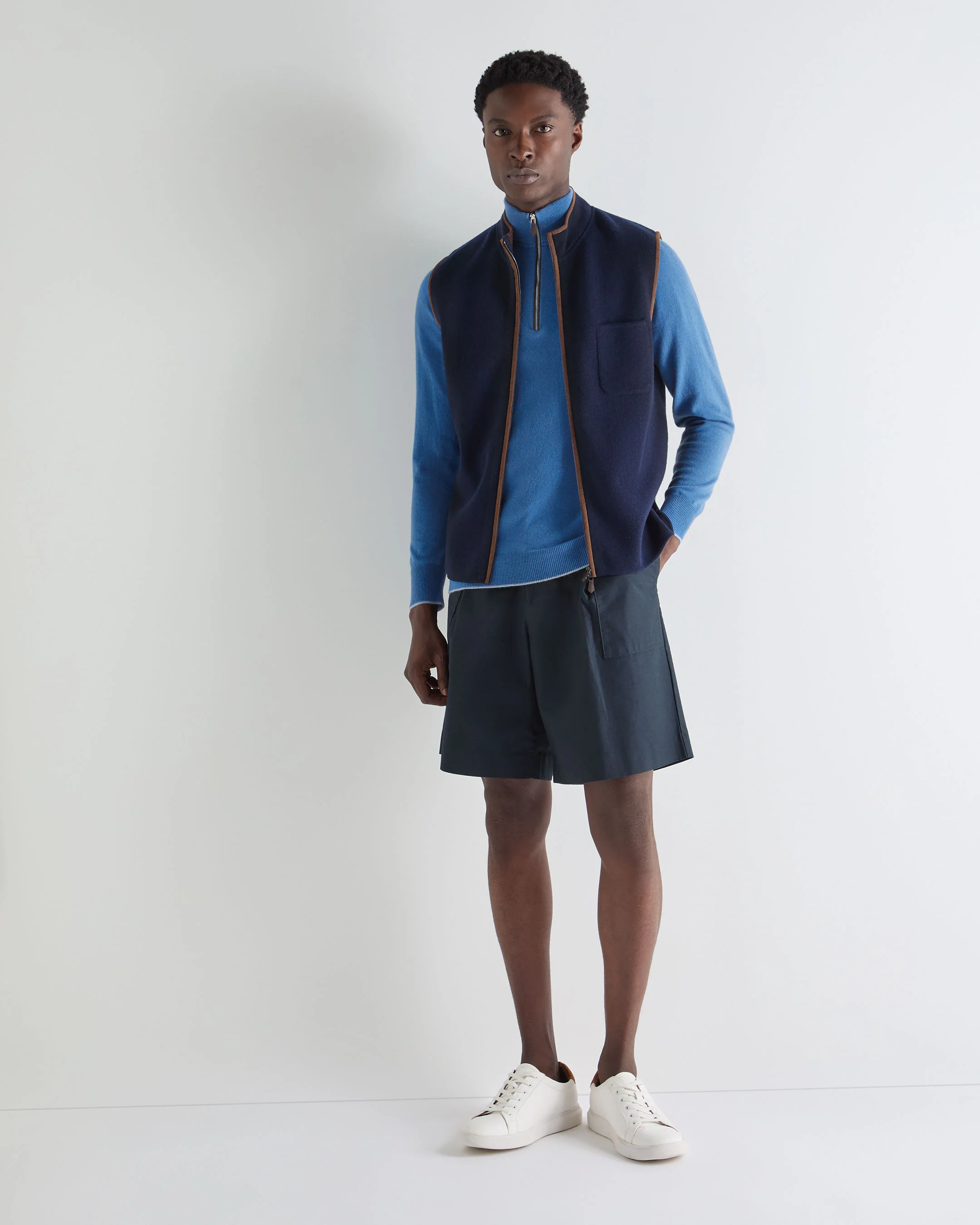Men's Carnaby Half Zip Cashmere Jumper Sunshine Blue - Image 3