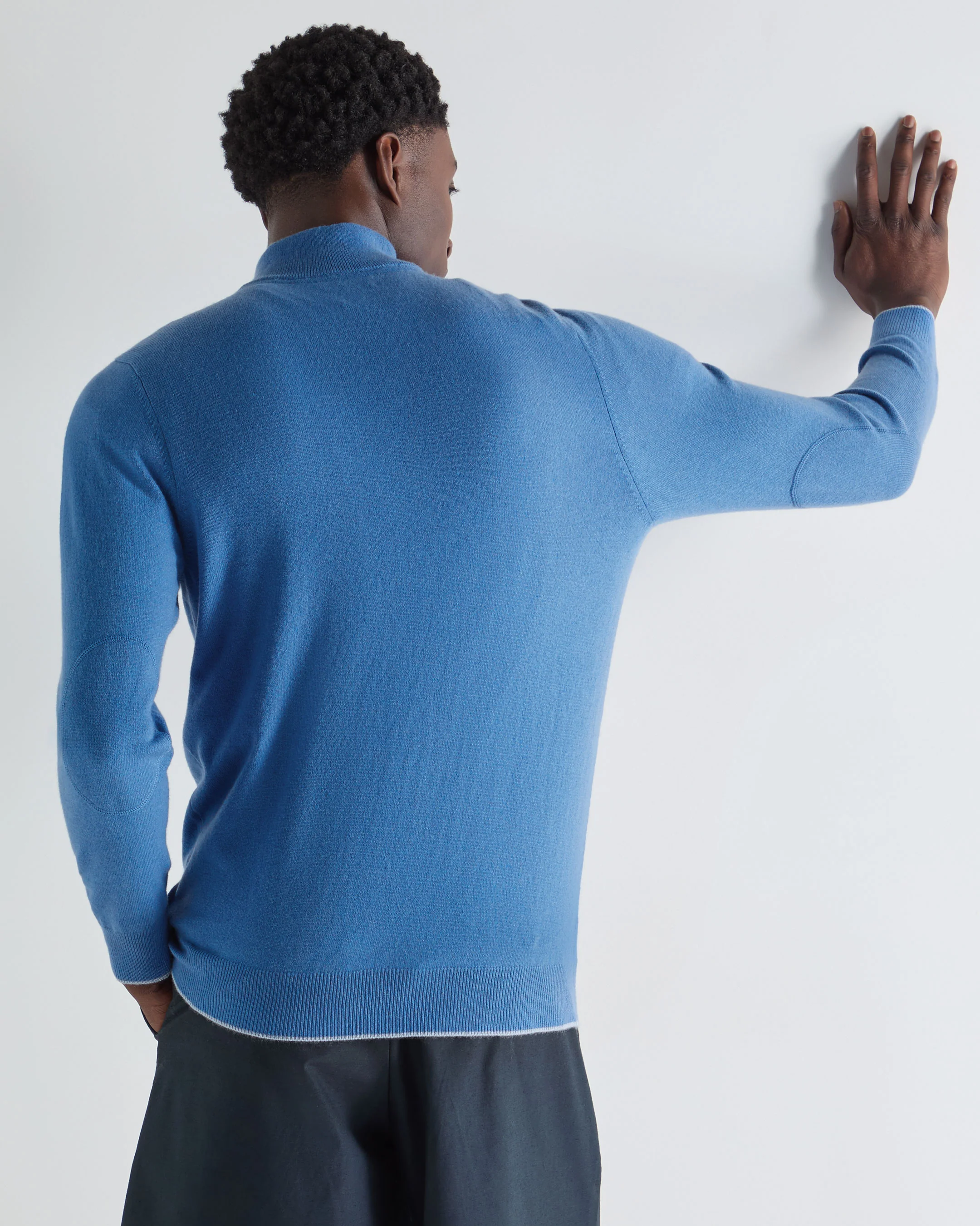 Men's Carnaby Half Zip Cashmere Jumper Sunshine Blue - Image 4