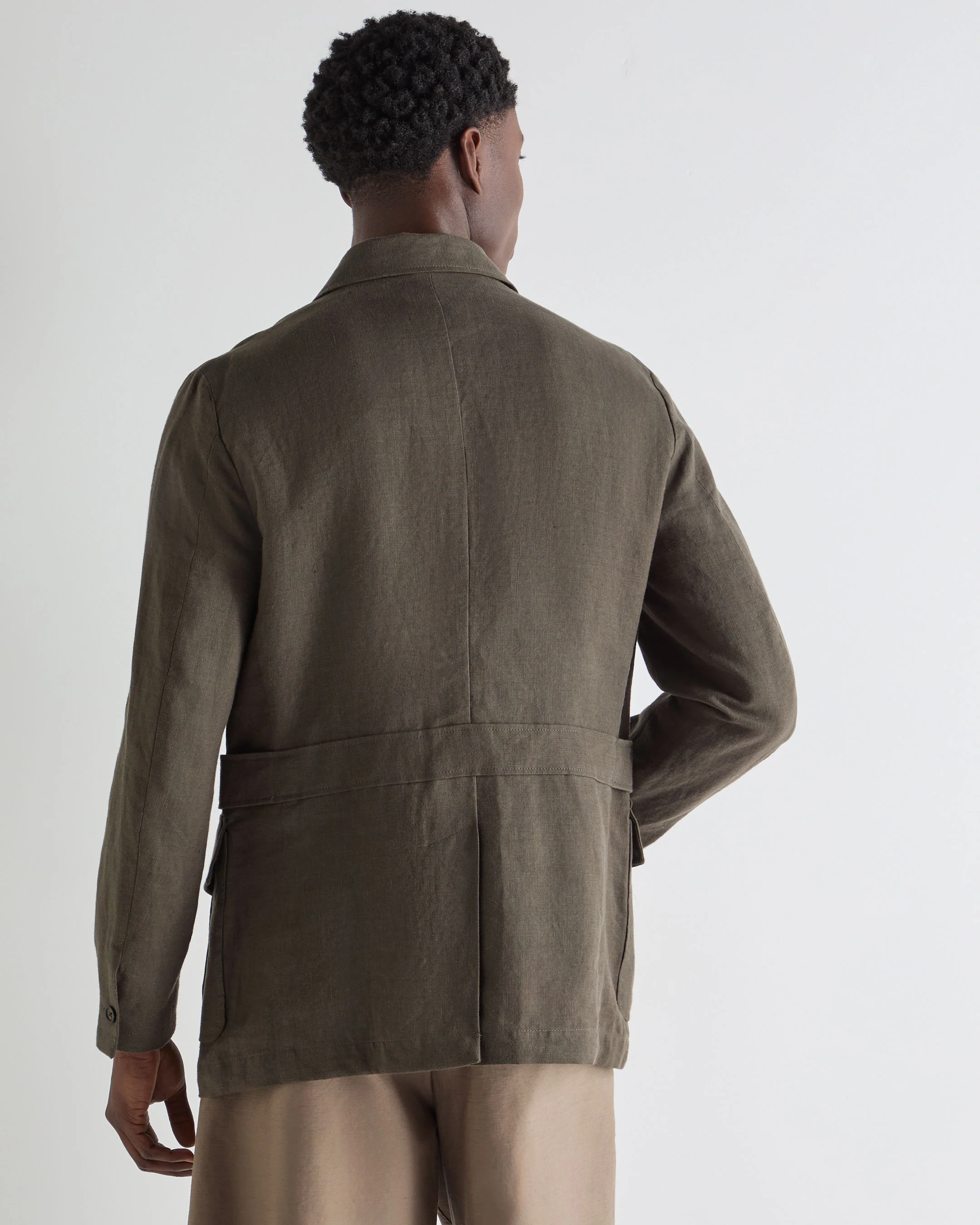 Men's Casablanca Linen Jacket Arabica Khaki Green - Image 4