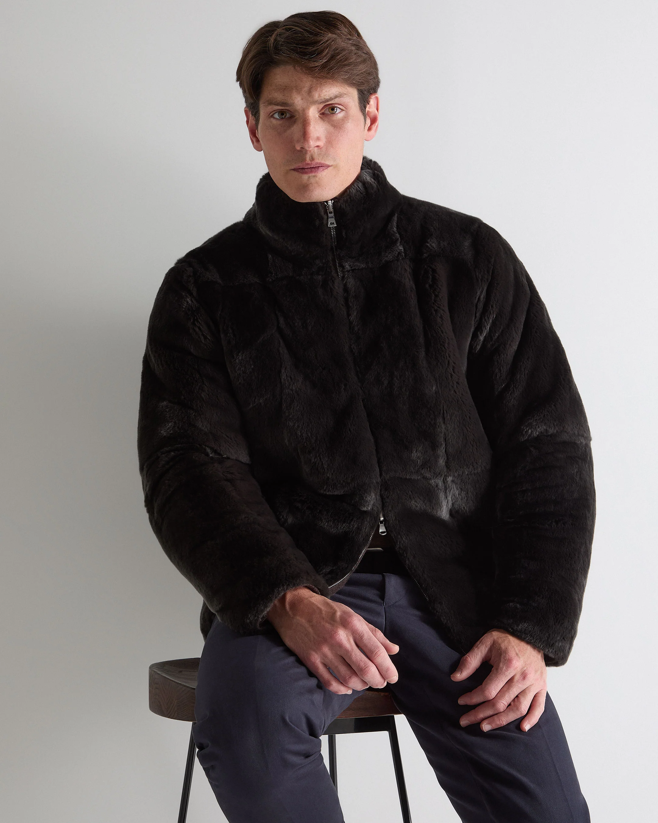 Men's Aspen Cashmere Cable Fur Cardigan Chocolate Brown - Image 5