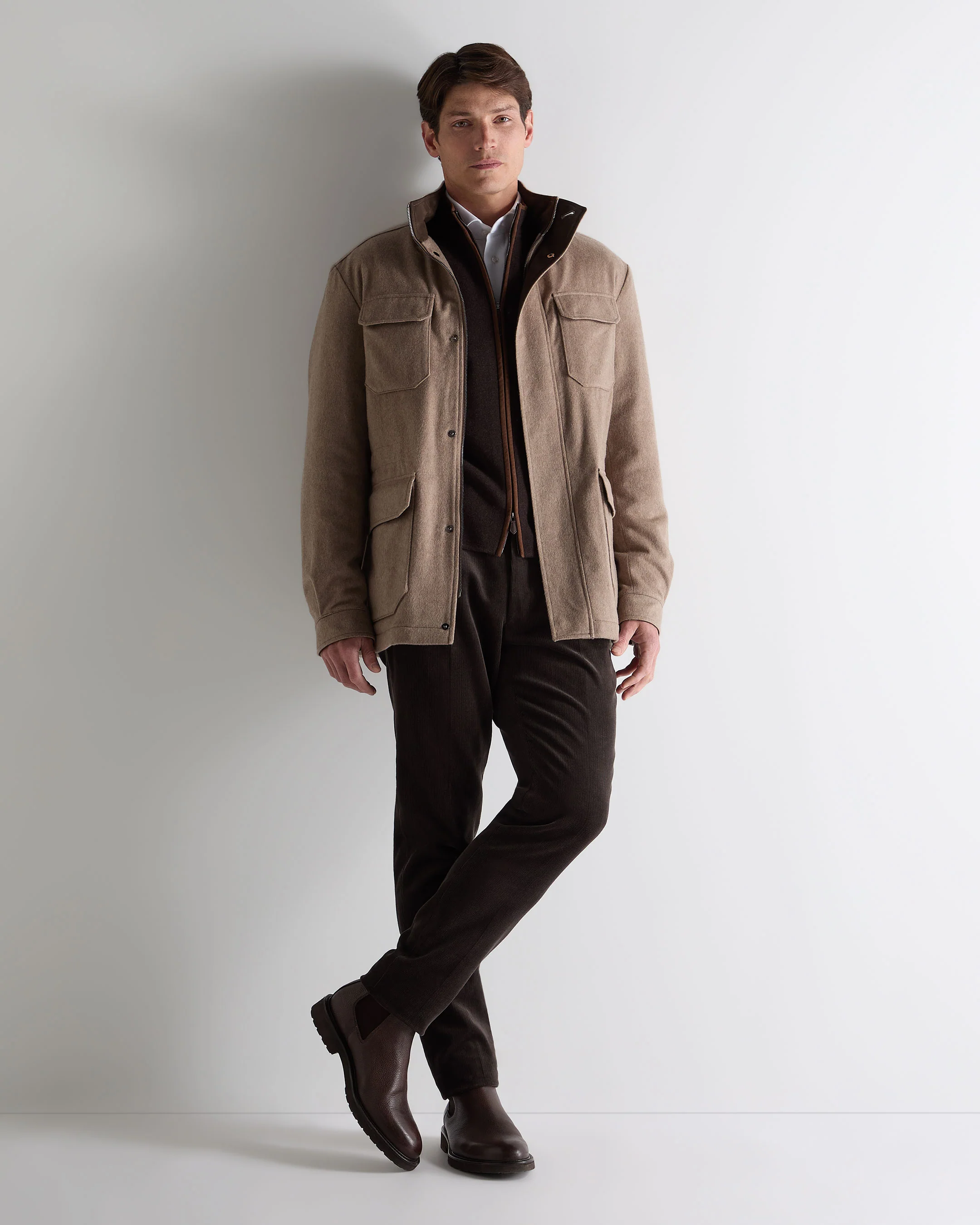 Men's Vale Cashmere Field Jacket Taupe Brown - Image 3