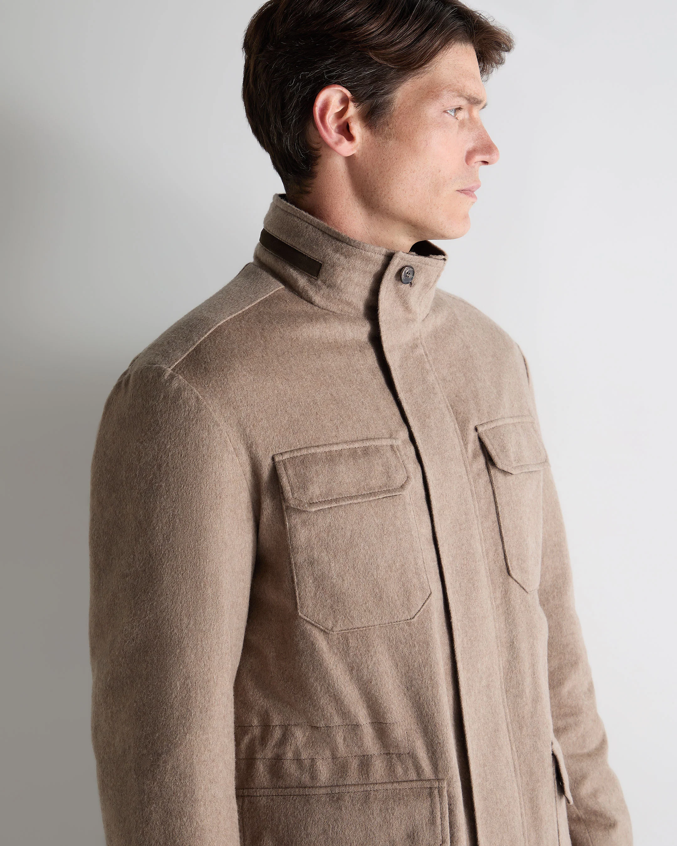 Men's Vale Cashmere Field Jacket Taupe Brown - Image 5