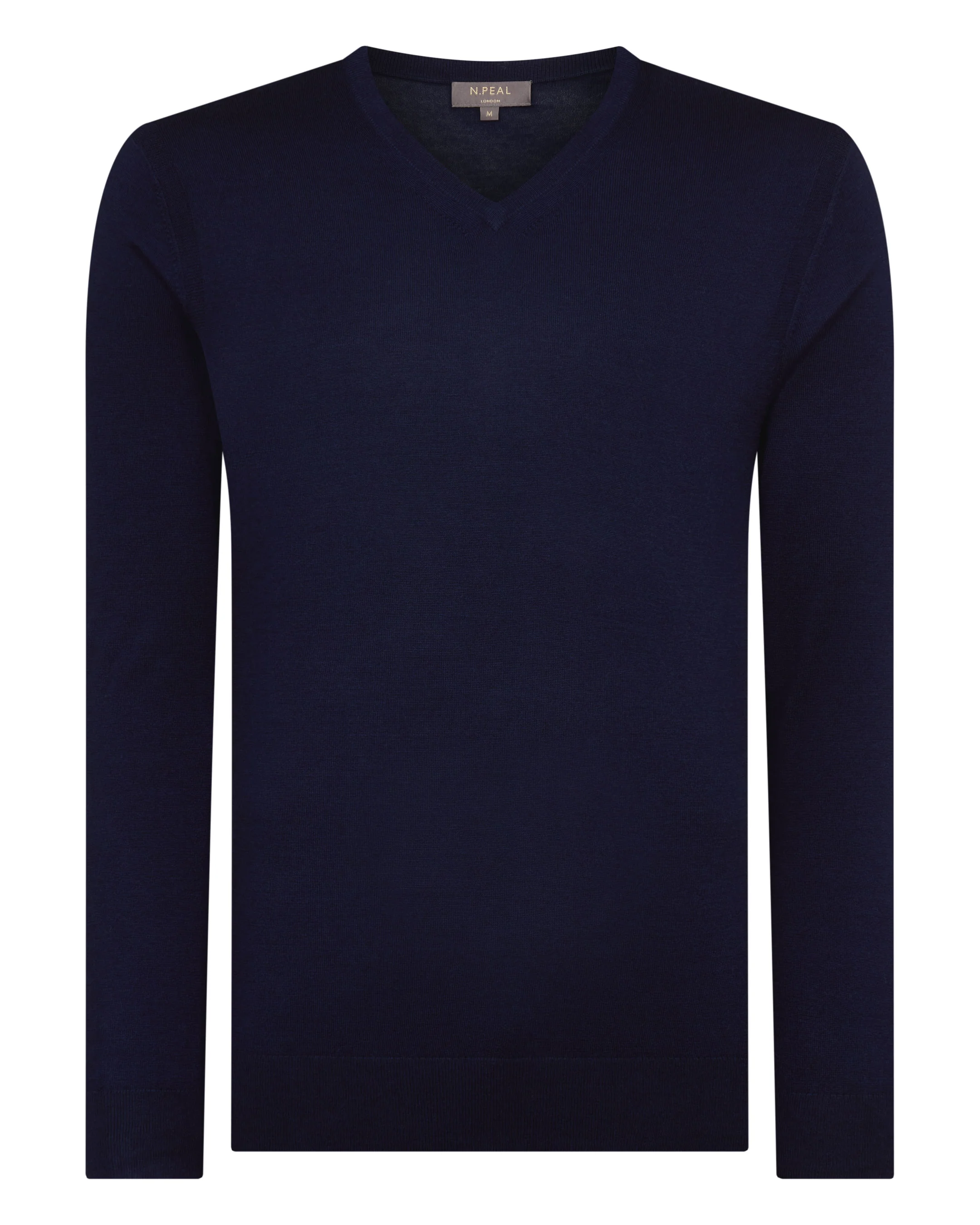 Men's Conduit Fine Gauge Cashmere V Neck Jumper Summer Navy Blue - Image 2