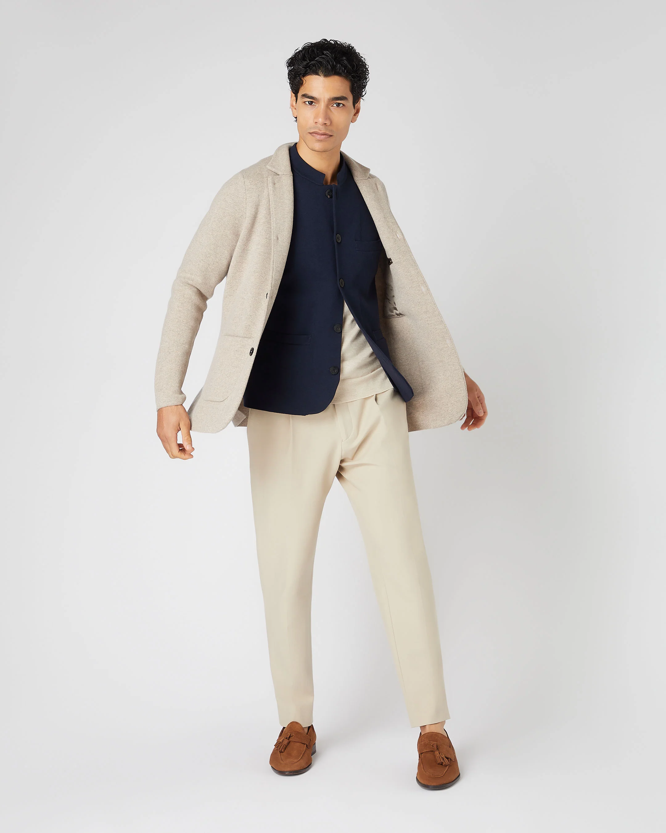 Men's Penzance Cotton Cashmere Gilet Navy Blue - Image 3