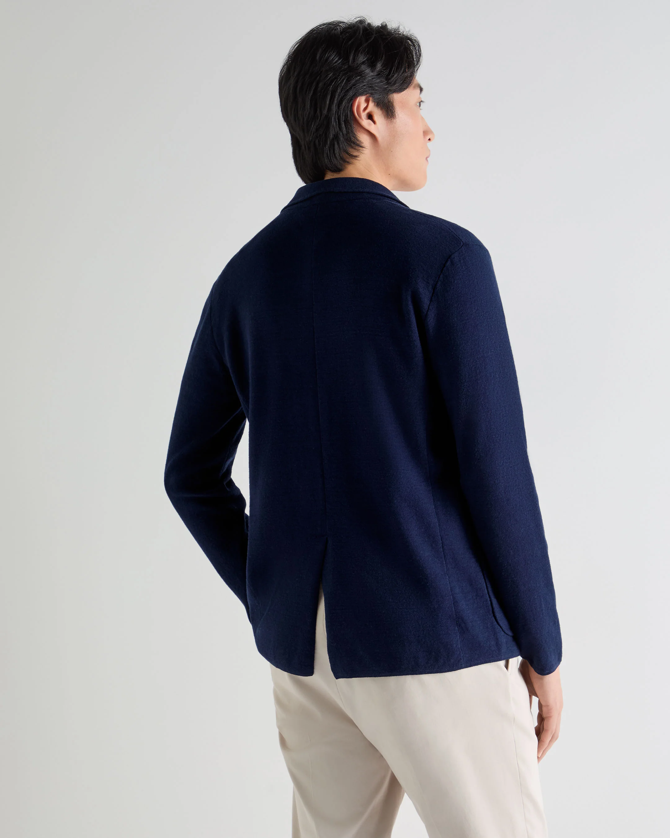 Men's Cotton Linen Blend Blazer Deep French Blue - Image 4