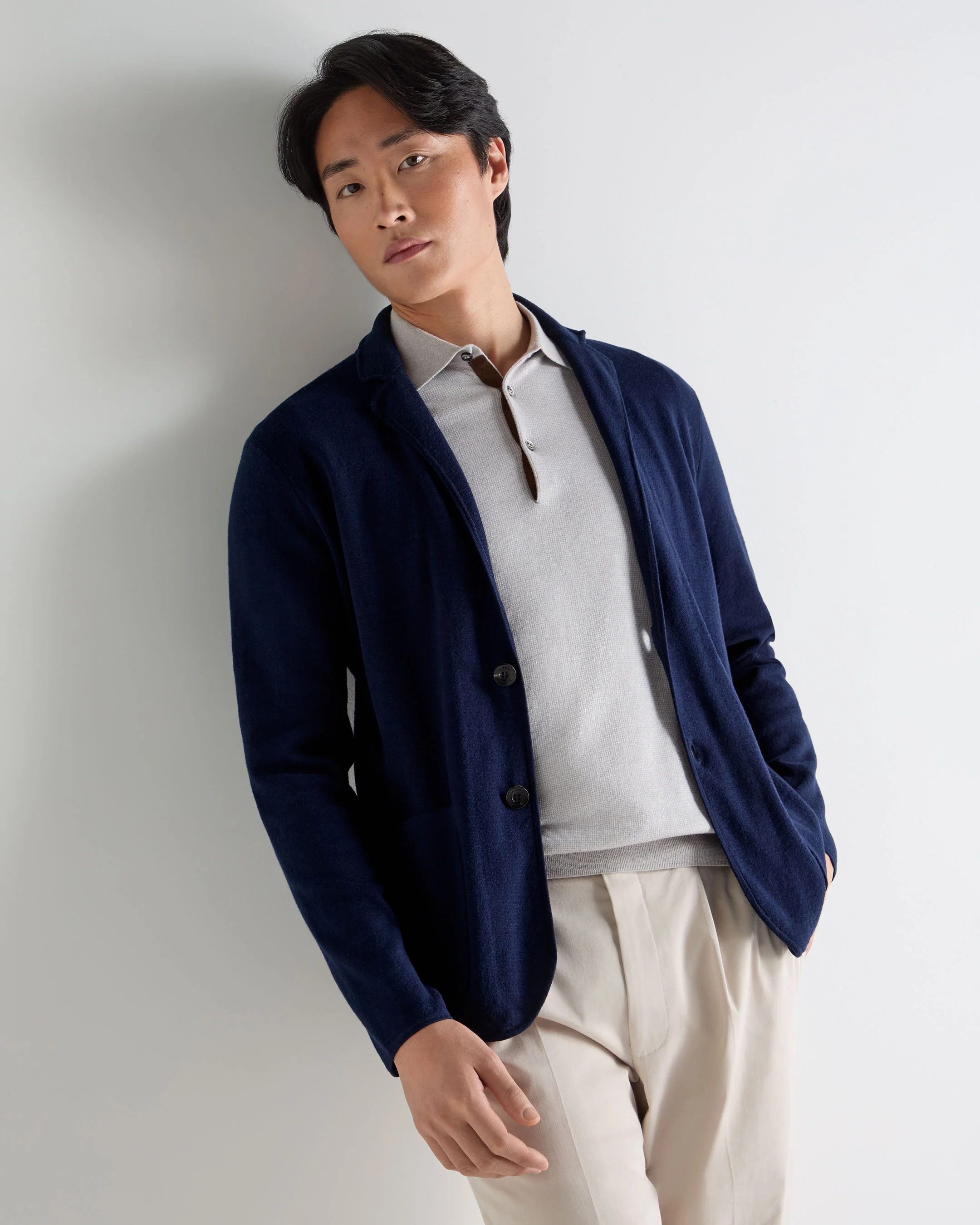 Men's Cotton Linen Blend Blazer Deep French Blue - Image 5