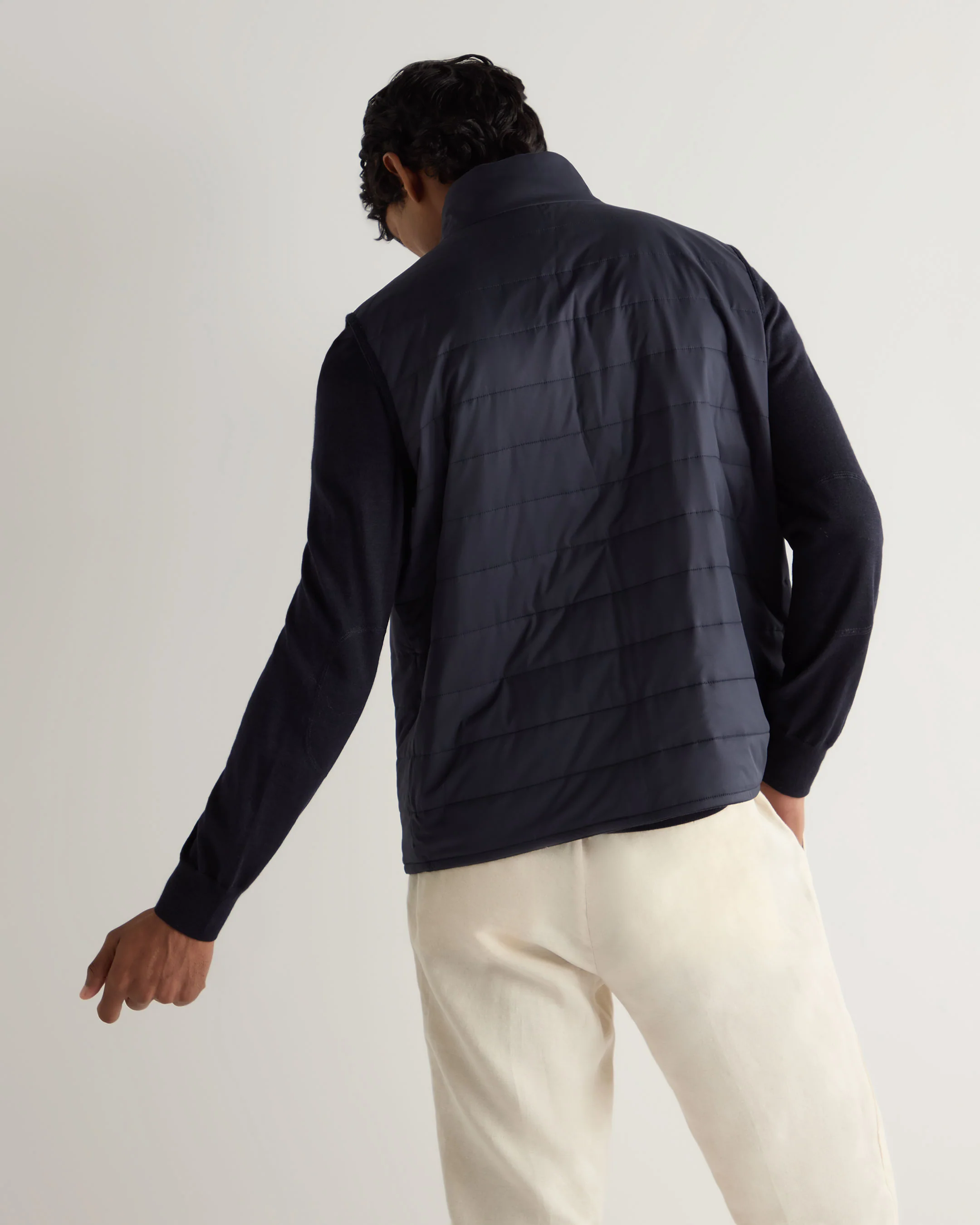 Men's Strand Down Gilet Navy Blue - Image 4