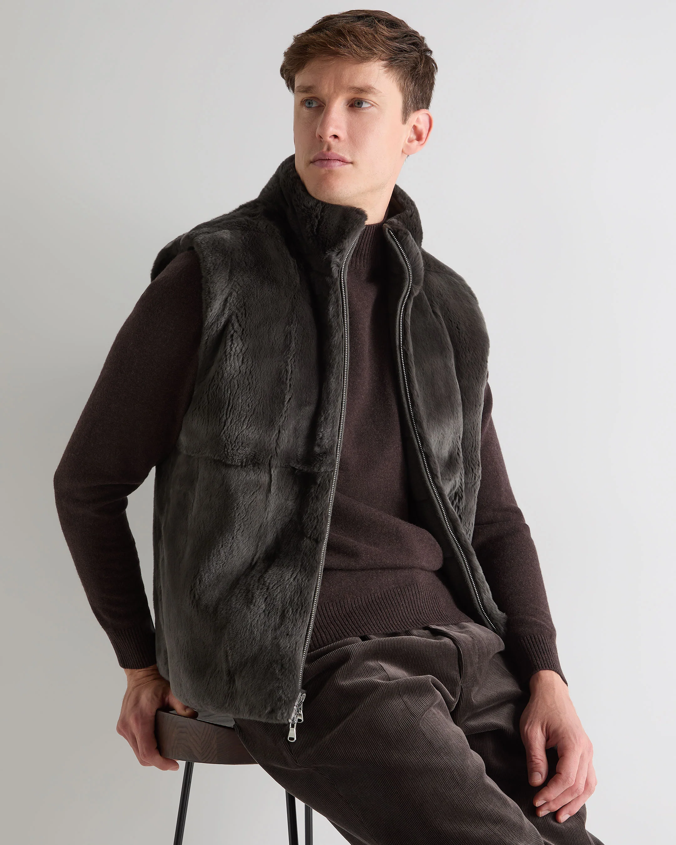 Men's Vermont Fur Lined Gilet Arabica Khaki Green - Image 5
