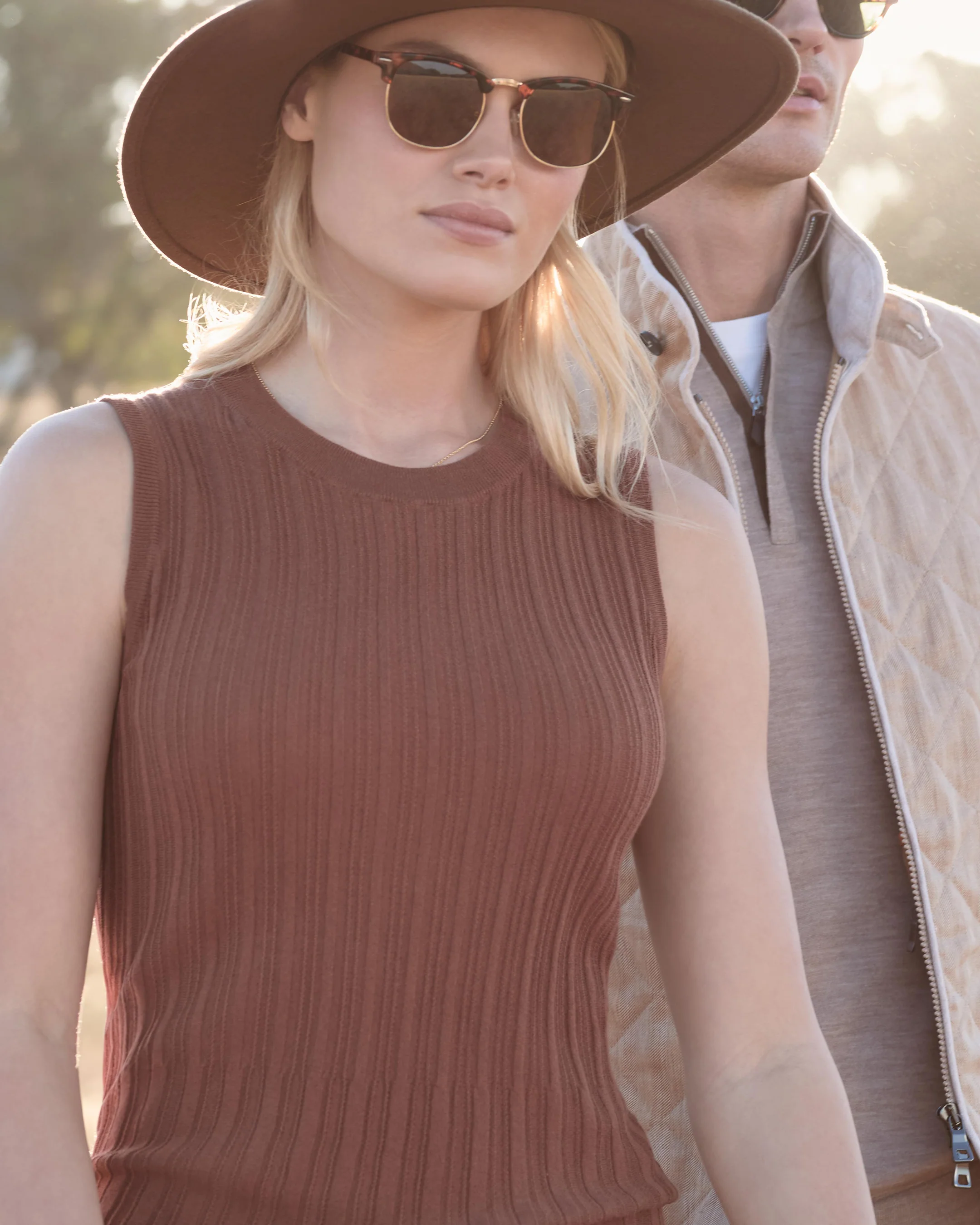 Men's Herringbone Linen Blend Vest Light Brown - Image 8