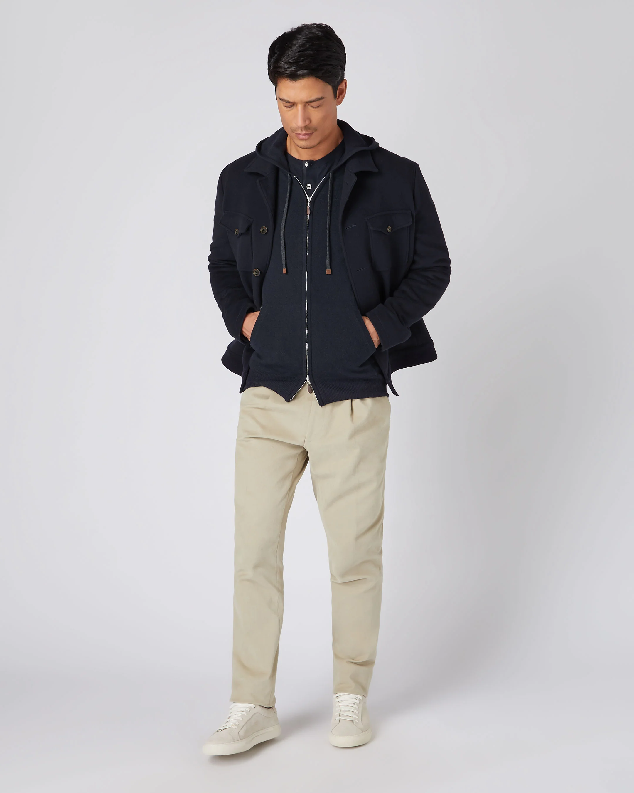 Men's Ladbroke Cashmere Hoodie Navy Blue - Image 3