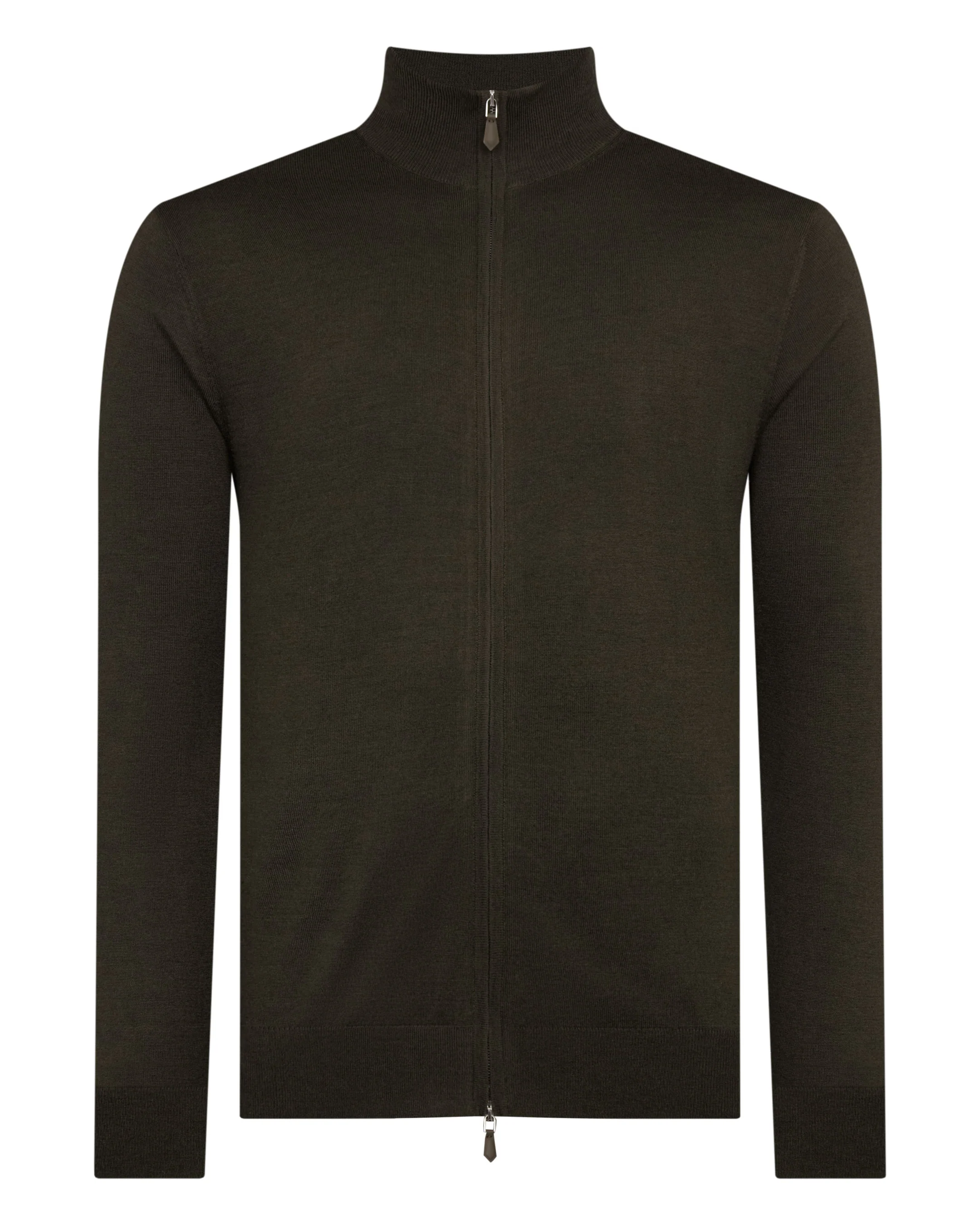 Men's Hyde Fine Gauge Cashmere Full Zip Jumper Arabica Khaki Green - Image 2