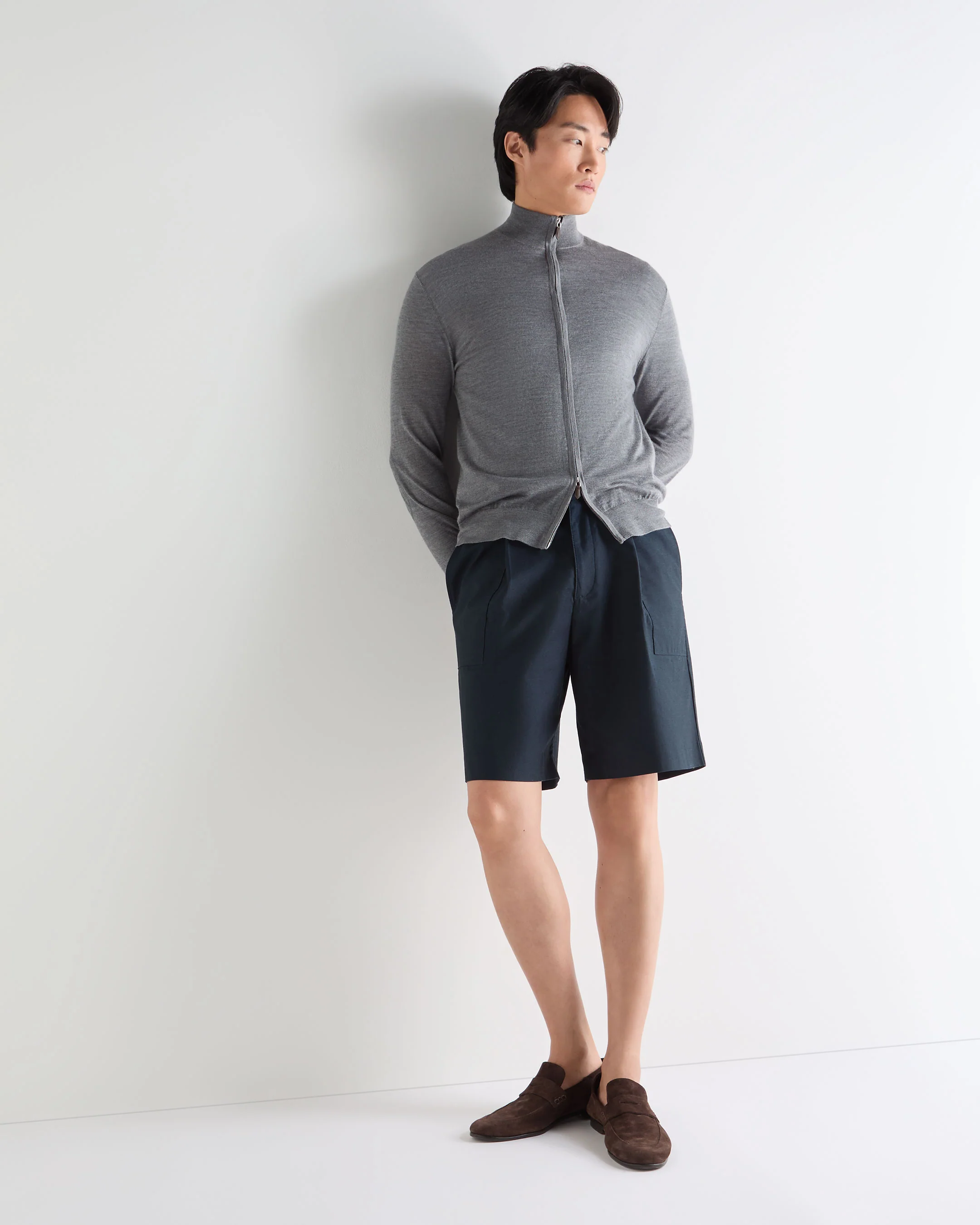 Men's Hyde Fine Gauge Cashmere Full Zip Jumper Graphite Grey - Image 3