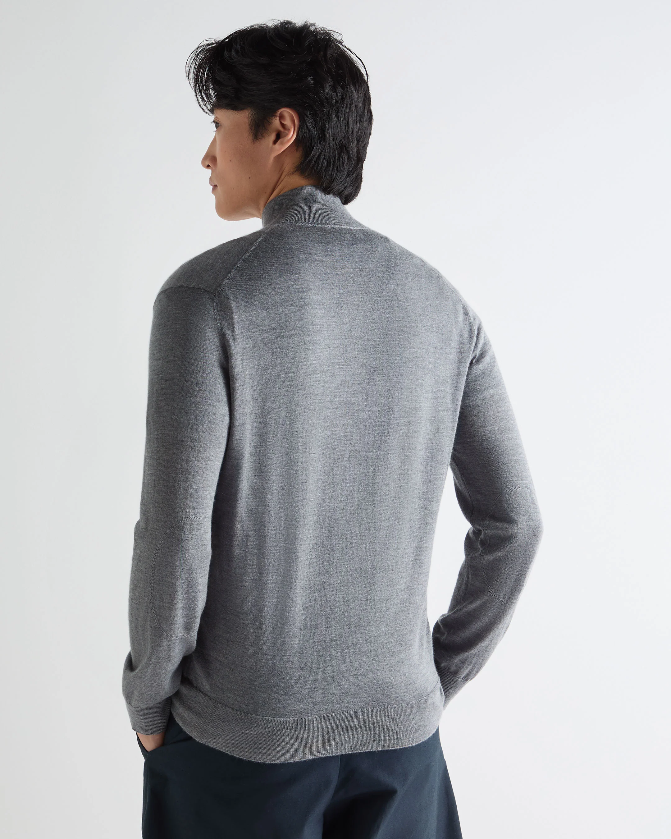 Men's Hyde Fine Gauge Cashmere Full Zip Jumper Graphite Grey - Image 4