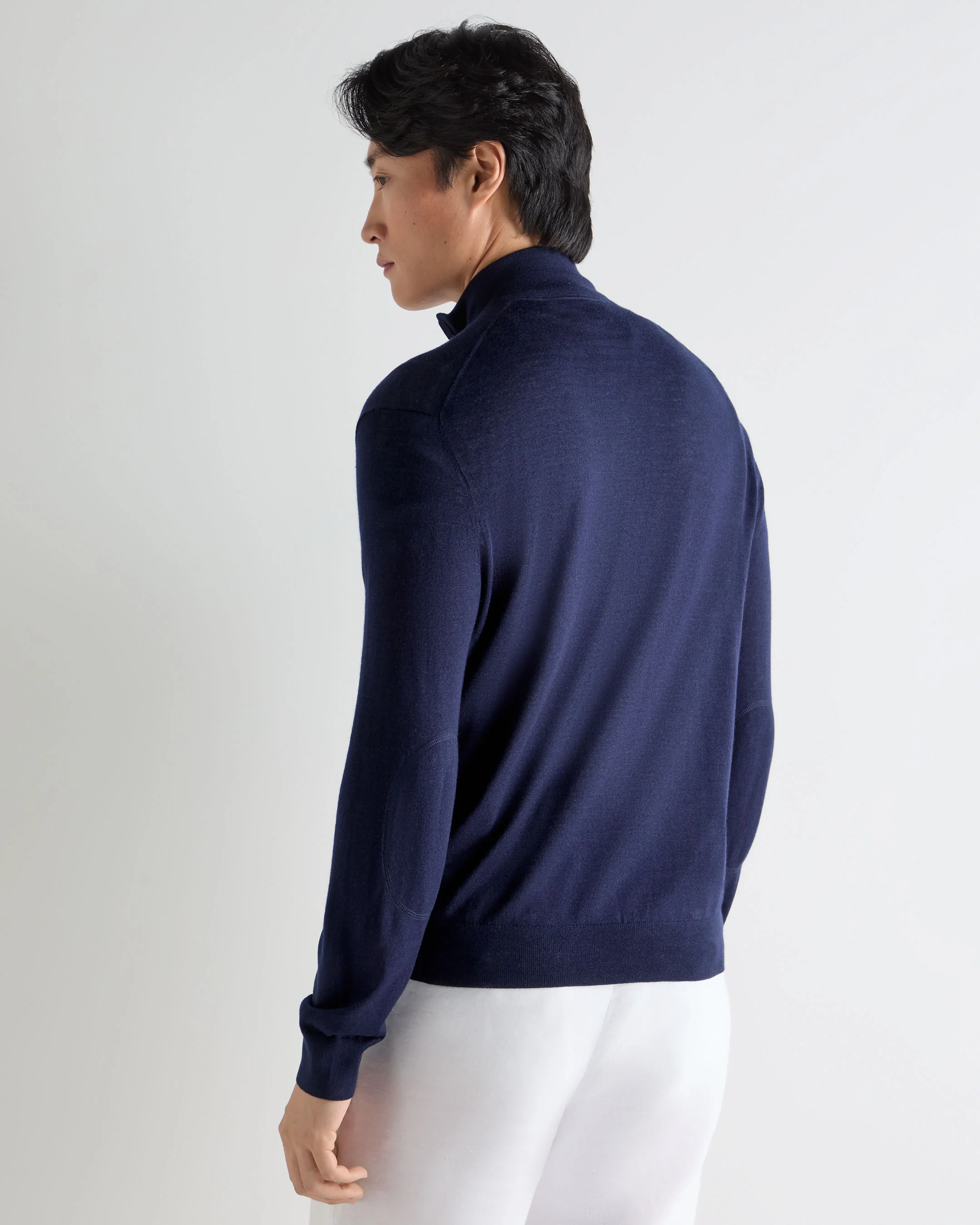 Men's Hyde Fine Gauge Cashmere Full Zip Jumper Summer Navy Blue - Image 4