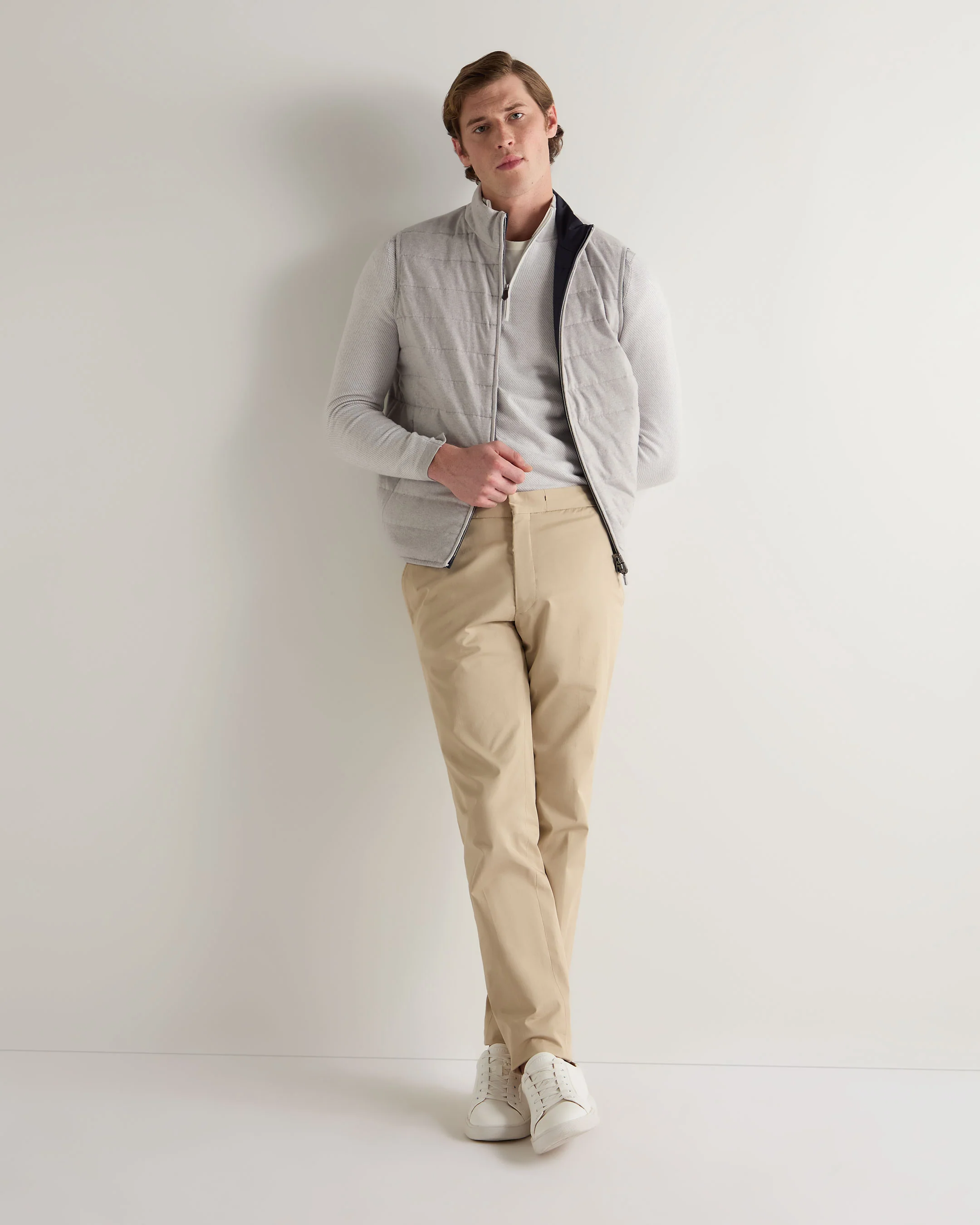Men's Salcombe Jacquard Half Zip Cotton Cashmere Jumper Fumo Grey - Image 3