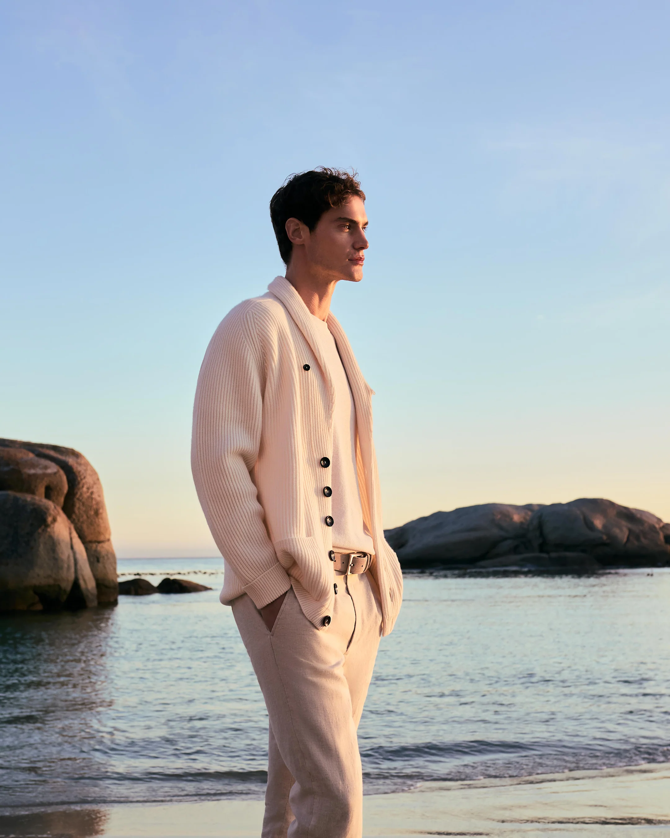 Men's Kensington Cashmere Cardigan New Ivory White - Image 6