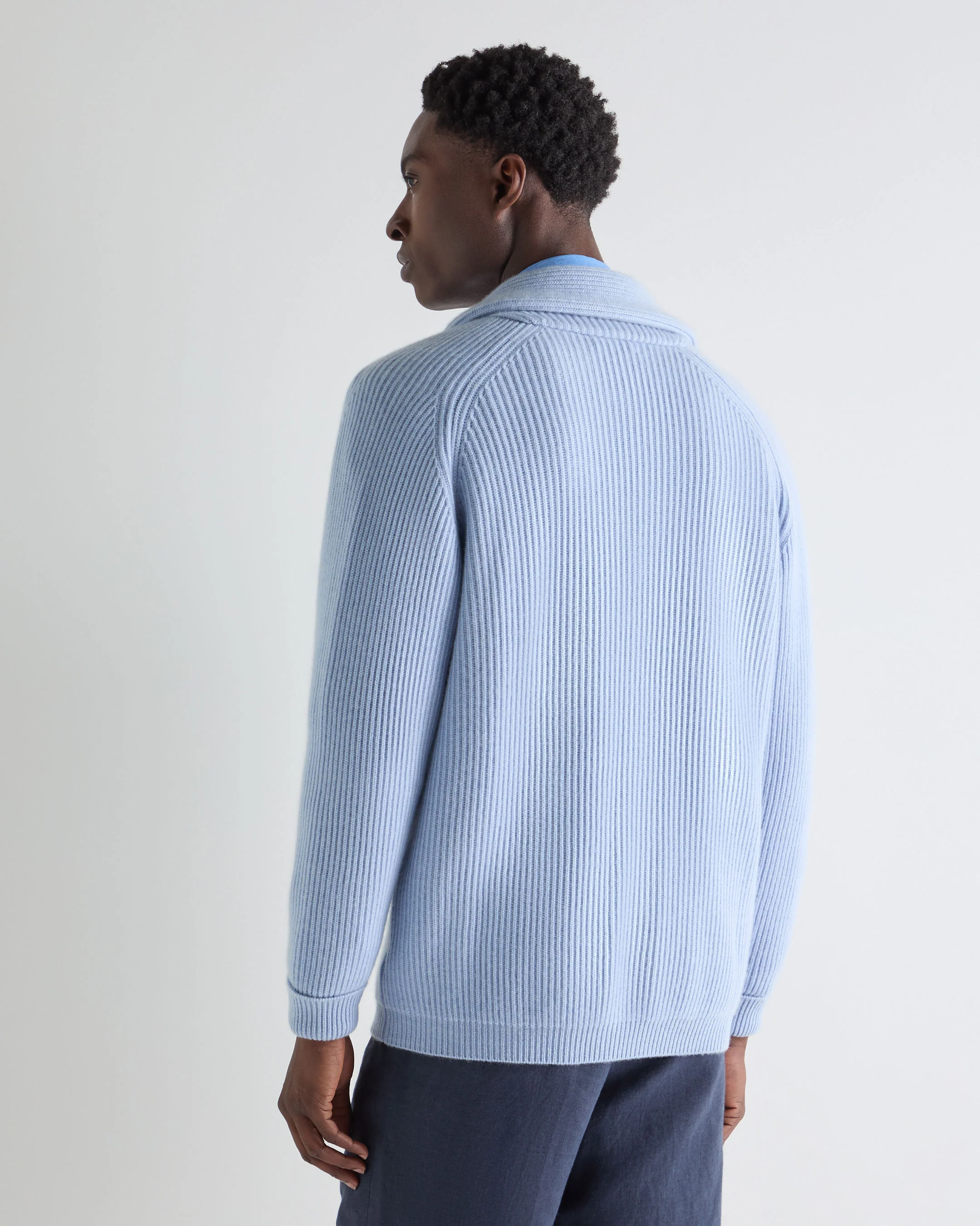 Men's Kensington Cashmere Cardigan Sea Mist Blue - Image 4