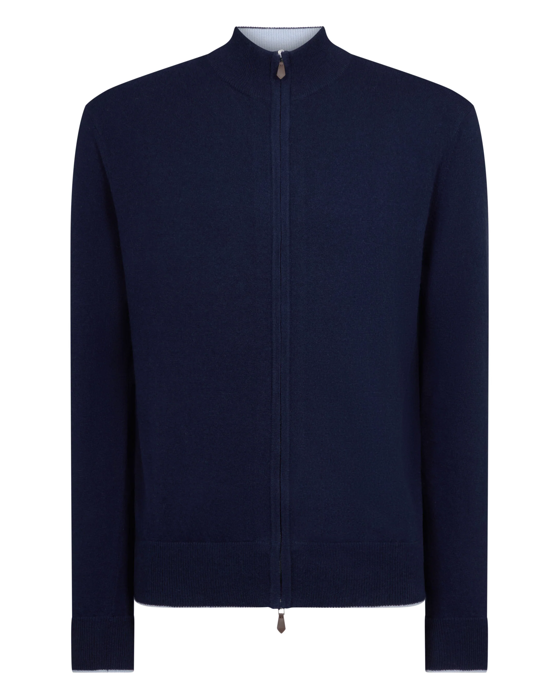 Men's Knightsbridge Full Zip Cashmere Jumper Deep French Blue - Image 2