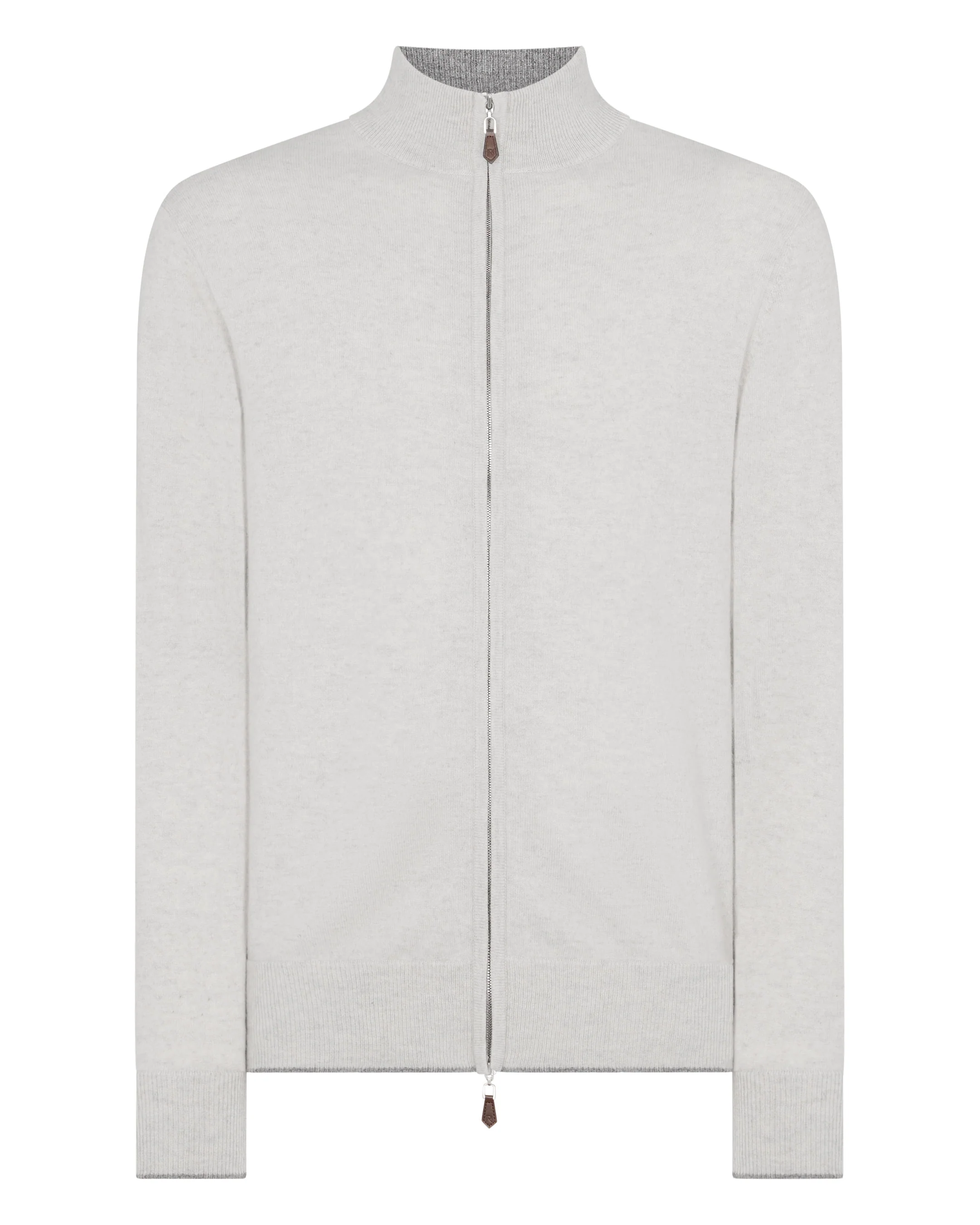 Men's Knightsbridge Full Zip Cashmere Jumper Pebble Grey - Image 2