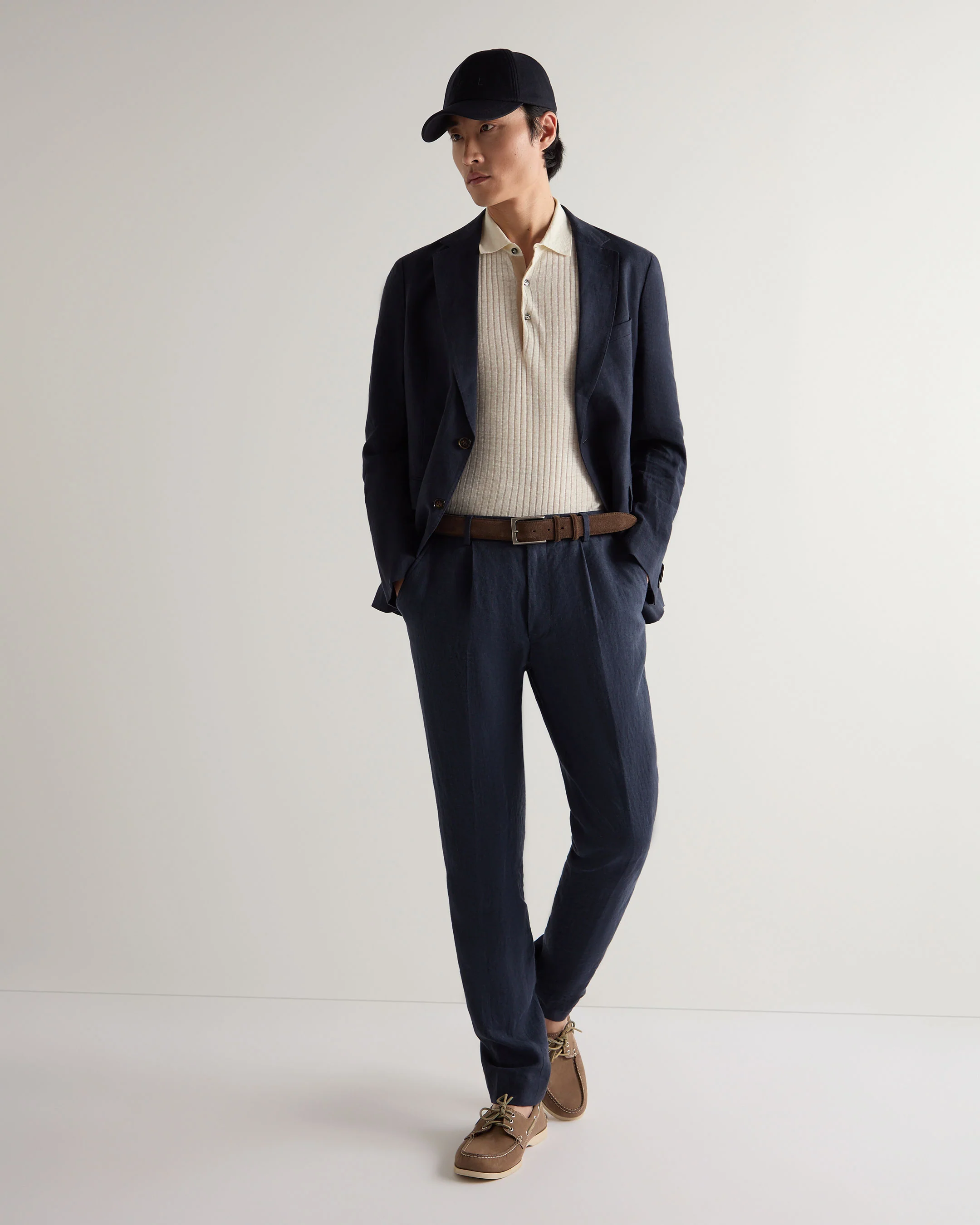 Men's Amalfi Linen Jacket Navy Blue - Image 3