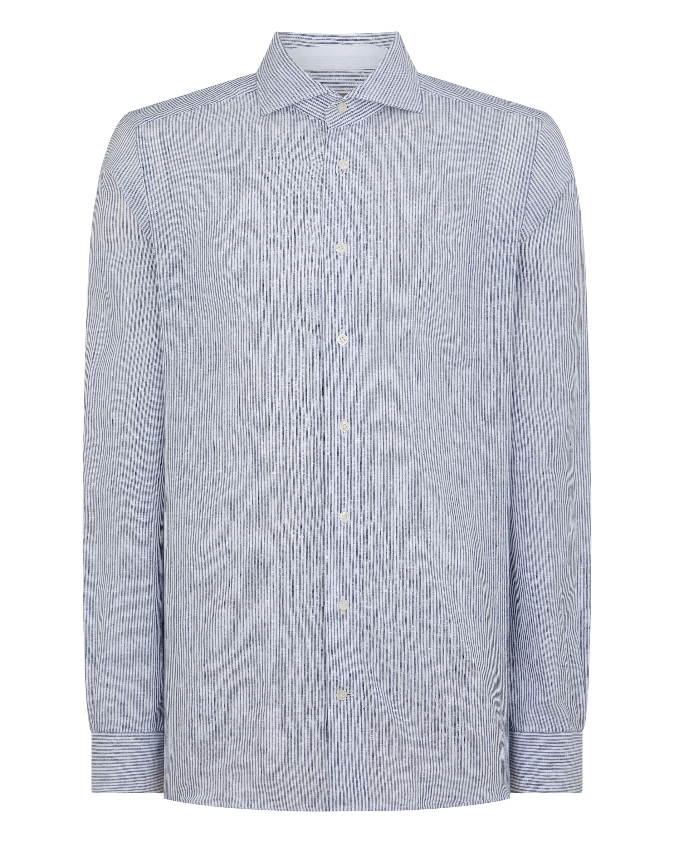 Men's Cannes Linen Shirt Blue Stripe - Image 2