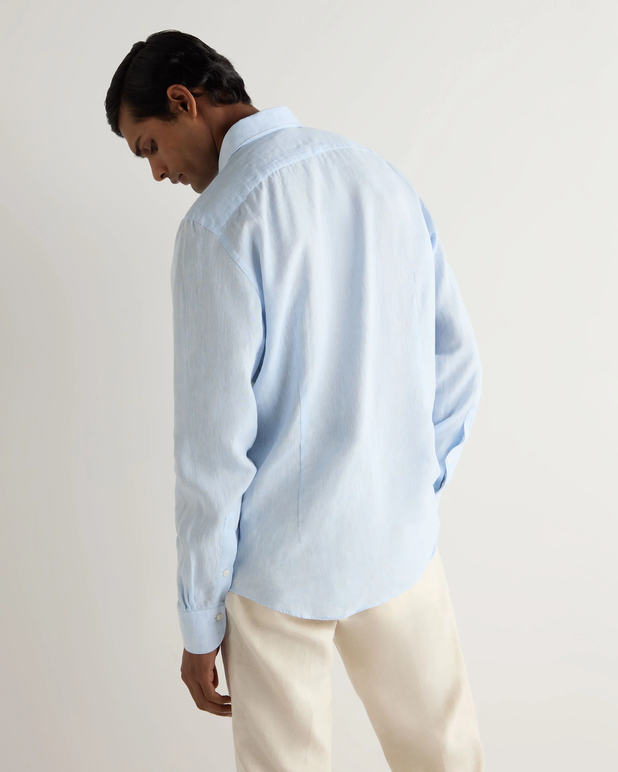 Men's Cannes Linen Shirt Light Blue - Image 4