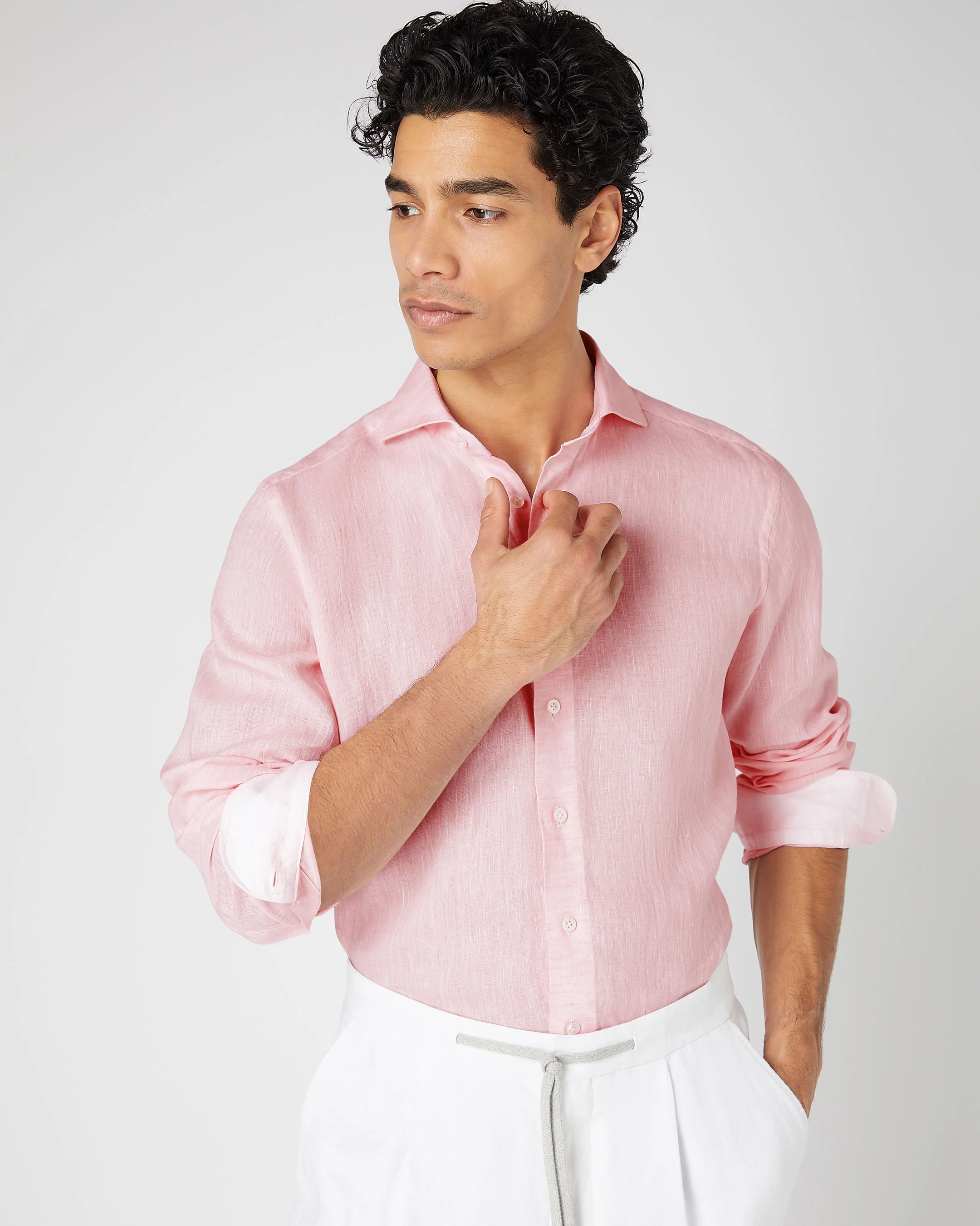 Men's Cannes Linen Shirt Pink - Image 5