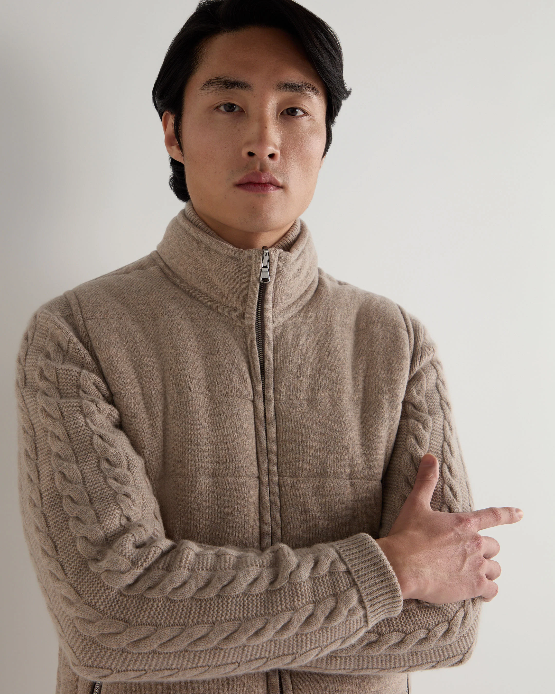 Men's Mall Reversible Cashmere Gilet Oatmeal Brown - Image 5