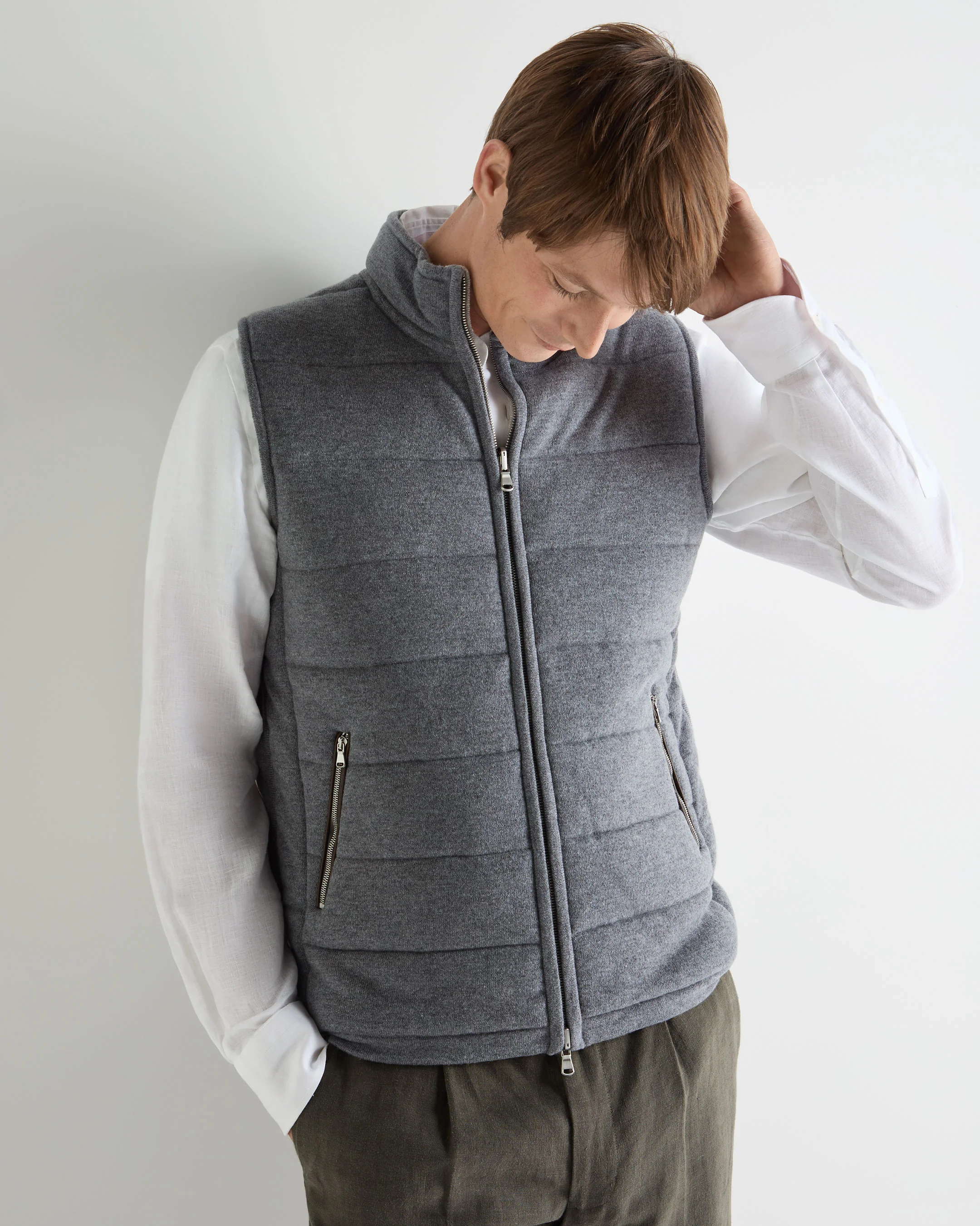 Men's Mall Reversible Cashmere Gilet Ash Grey