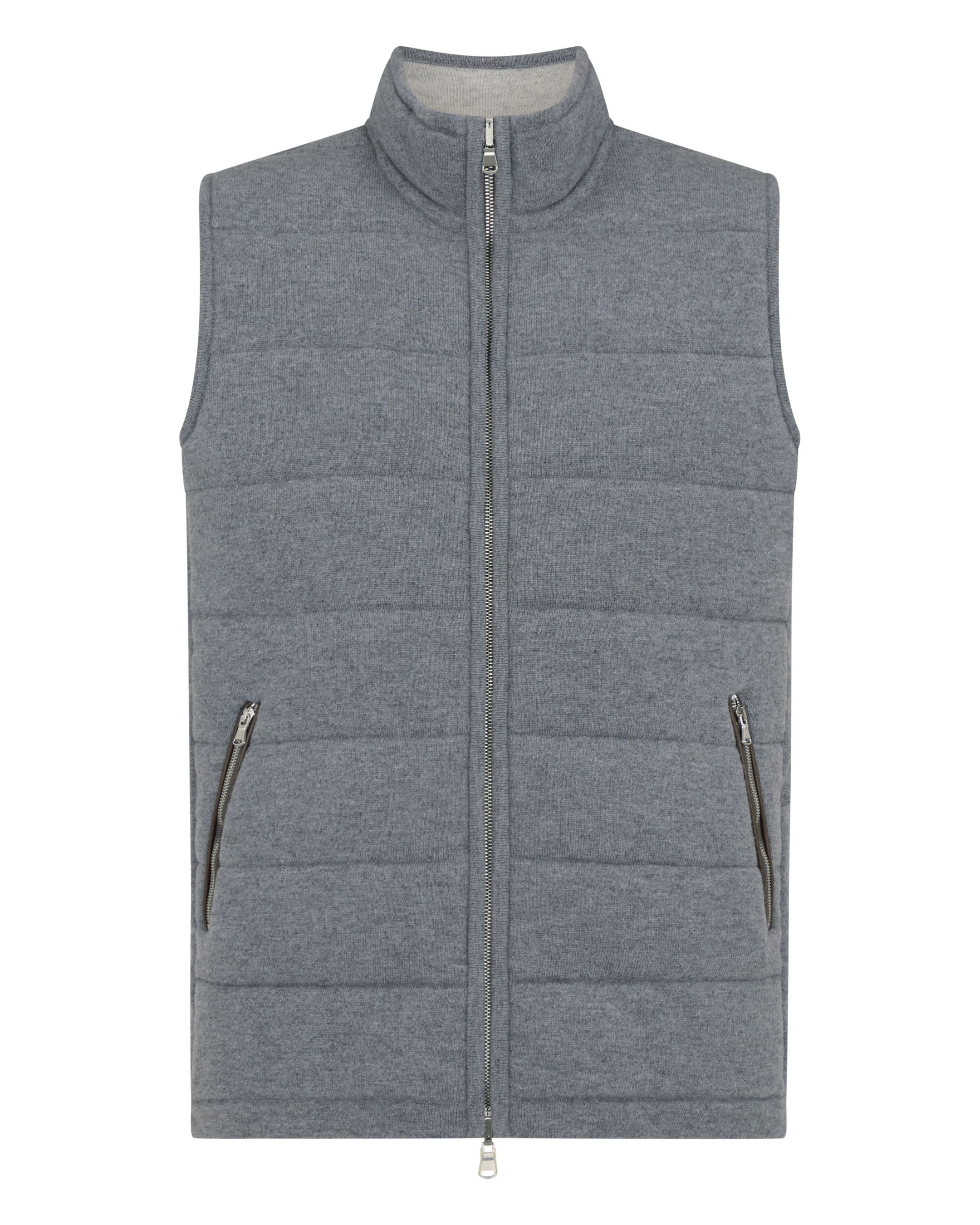 Men's Mall Reversible Cashmere Gilet Ash Grey - Image 2