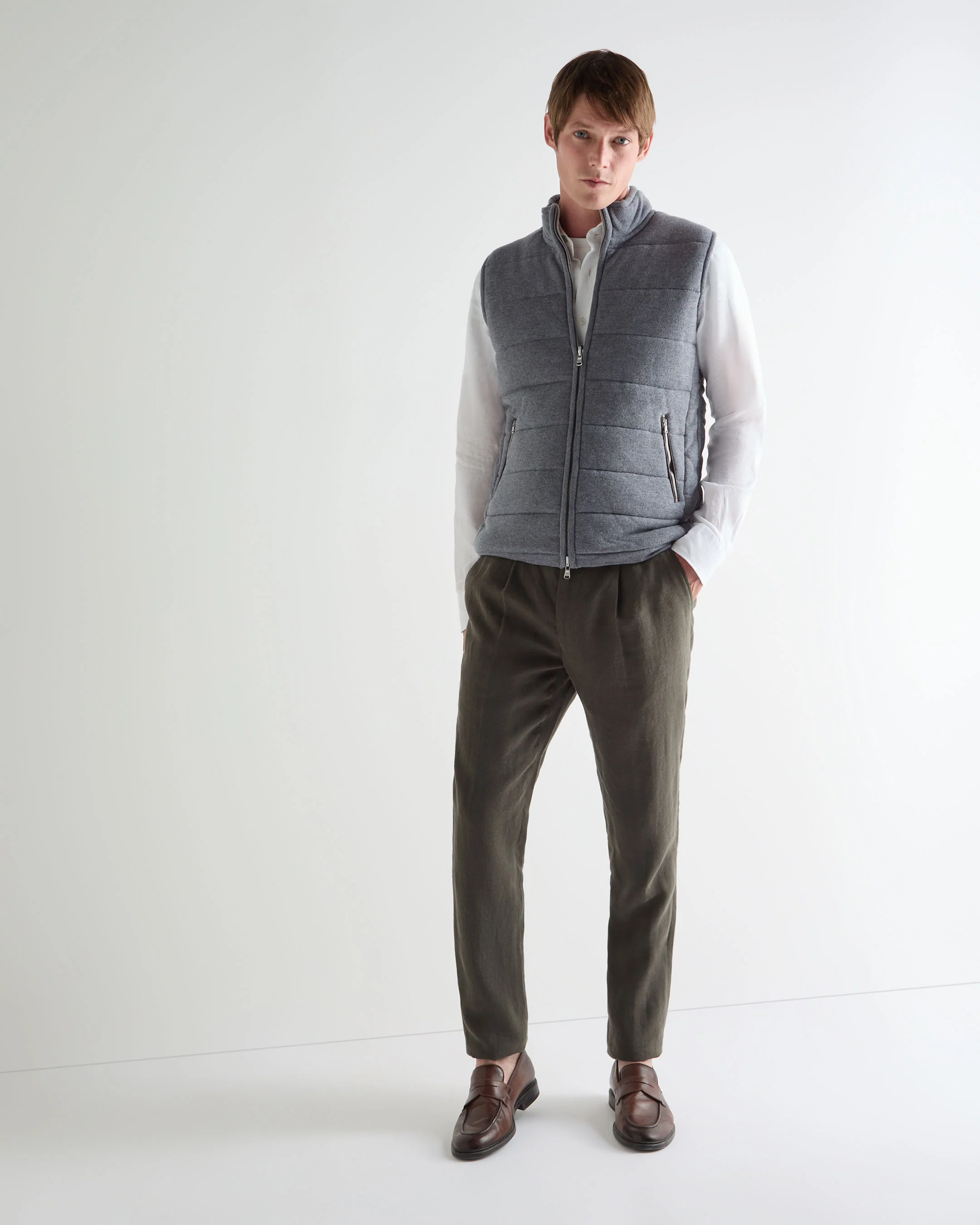 Men's Mall Reversible Cashmere Gilet Ash Grey - Image 3