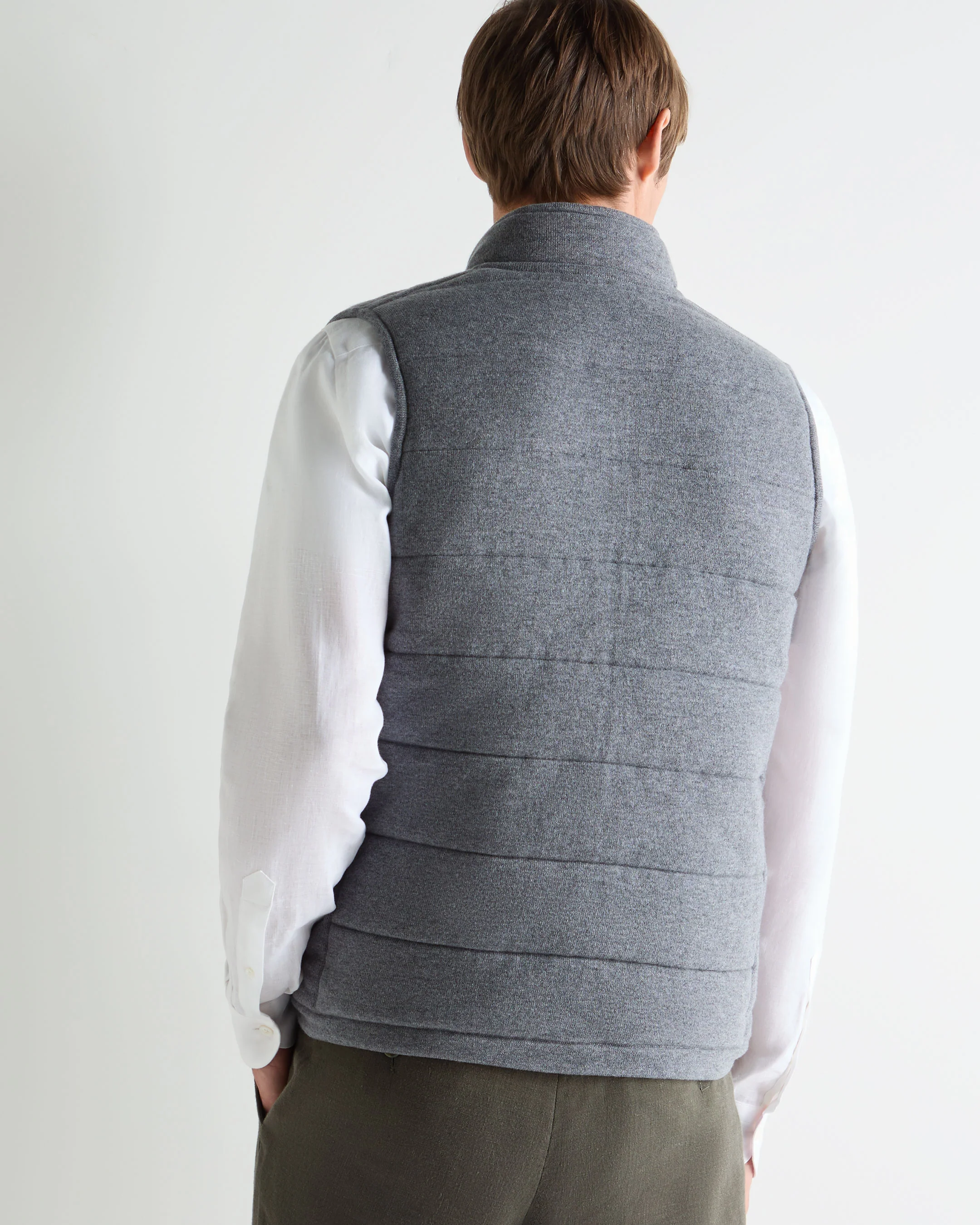 Men's Mall Reversible Cashmere Gilet Ash Grey - Image 4