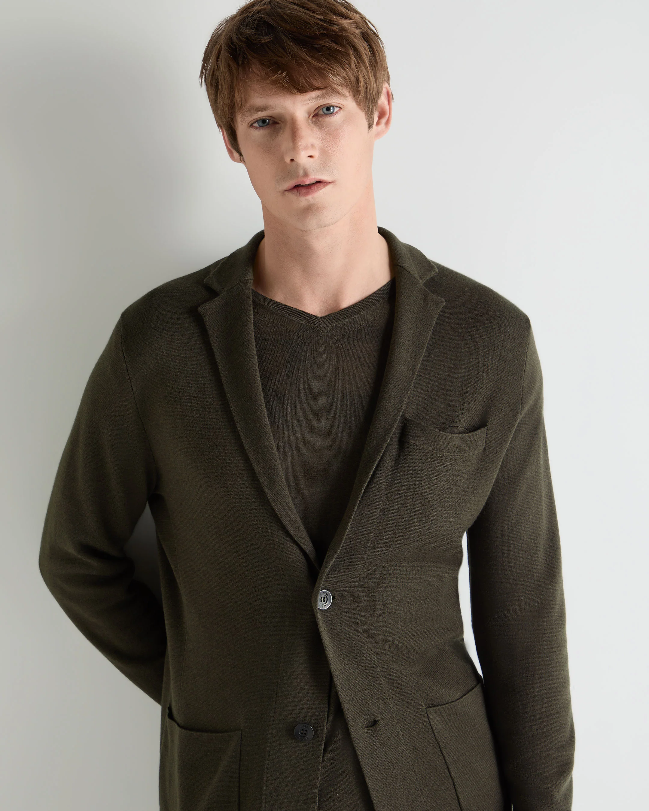 Men's Marlborough Fine Gauge Cashmere Jacket Arabica Khaki Green - Image 5