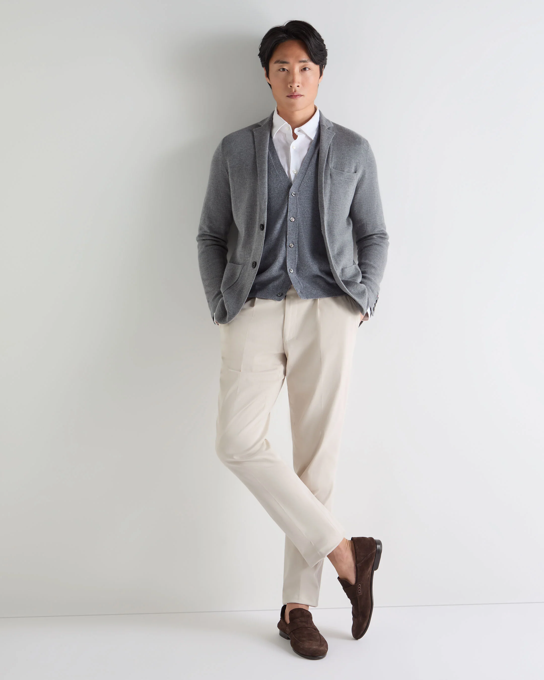 Men's Marlborough Fine Gauge Cashmere Jacket Graphite Grey - Image 3