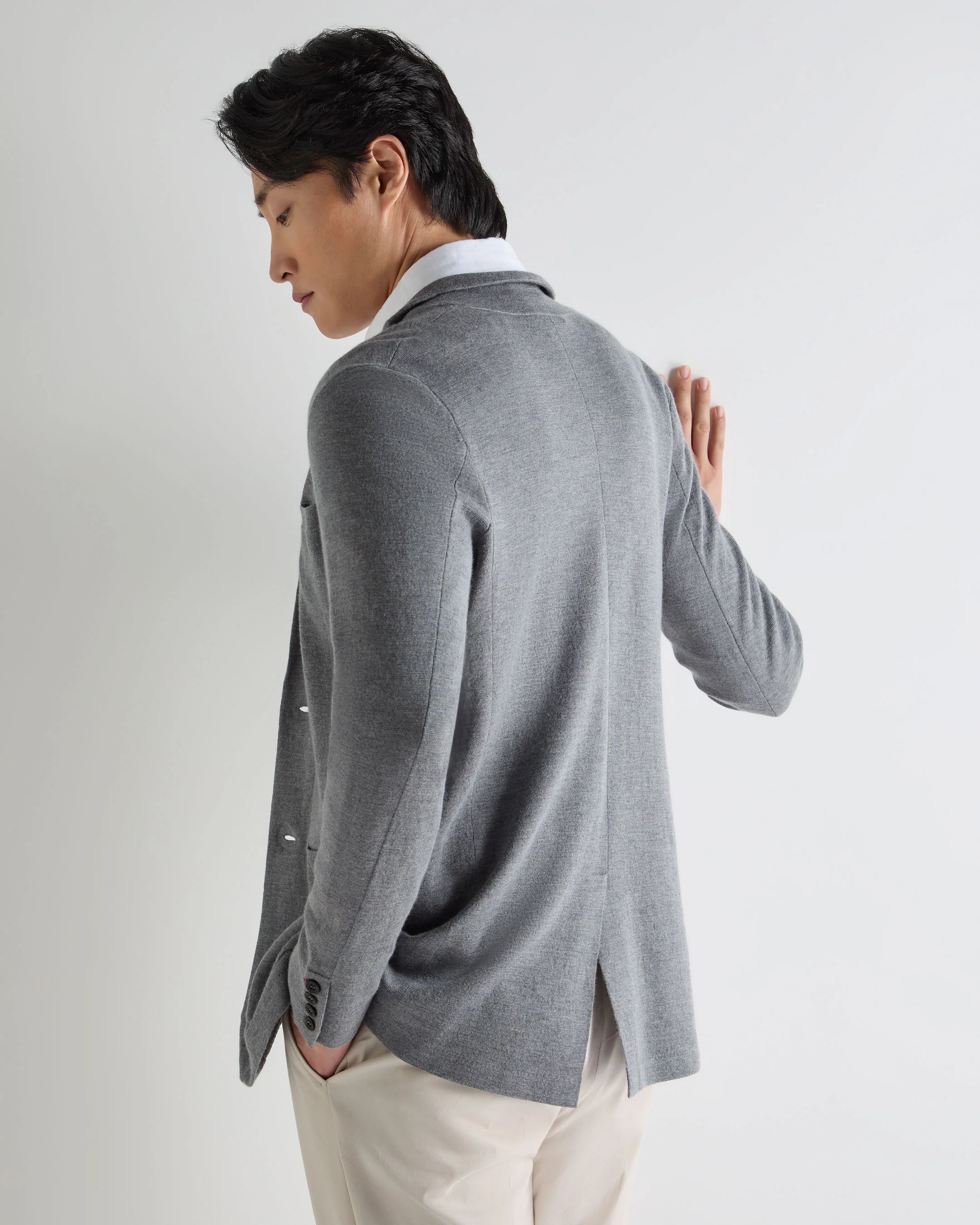 Men's Marlborough Fine Gauge Cashmere Jacket Graphite Grey - Image 4