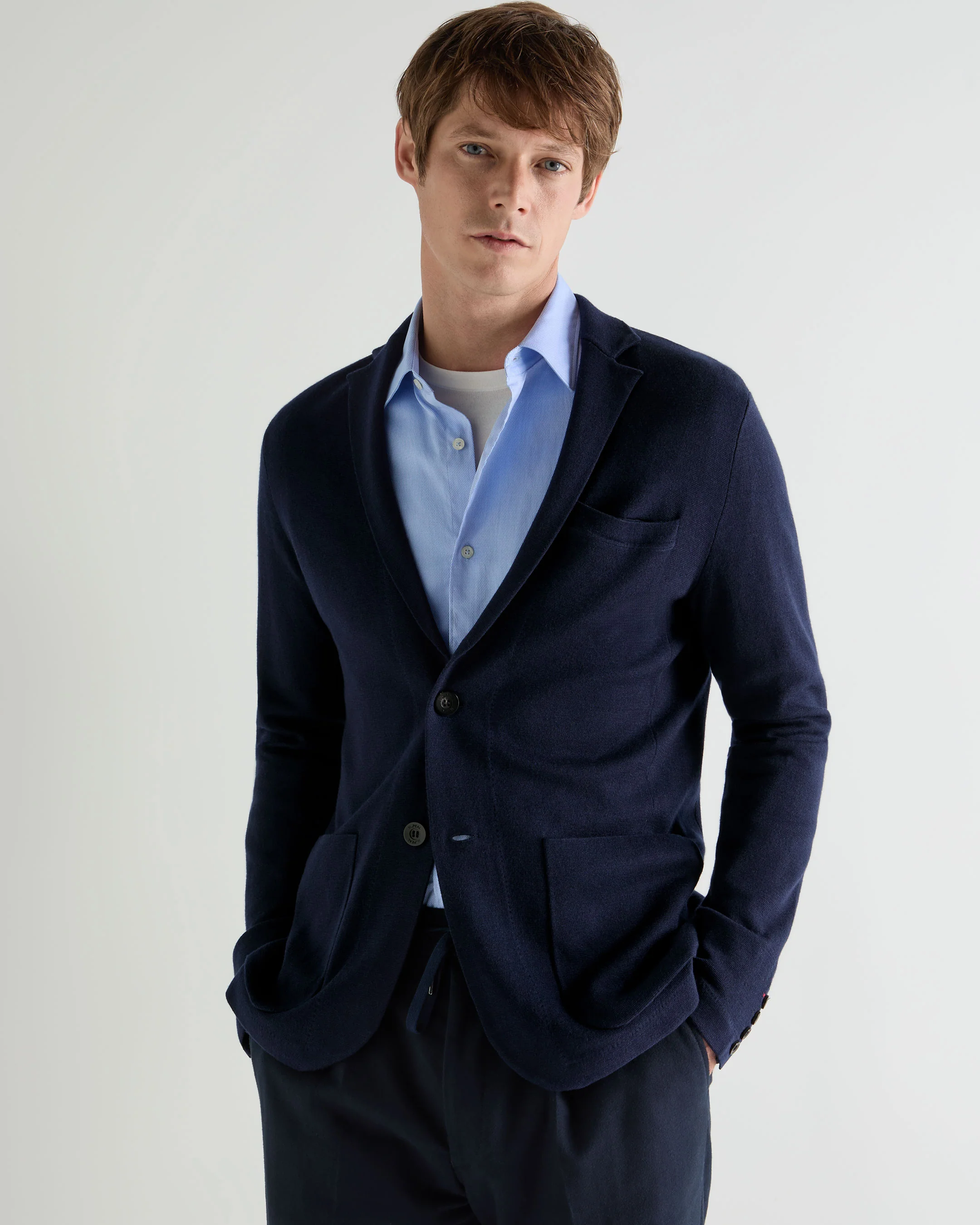 Men's Marlborough Fine Gauge Cashmere Jacket Summer Navy Blue
