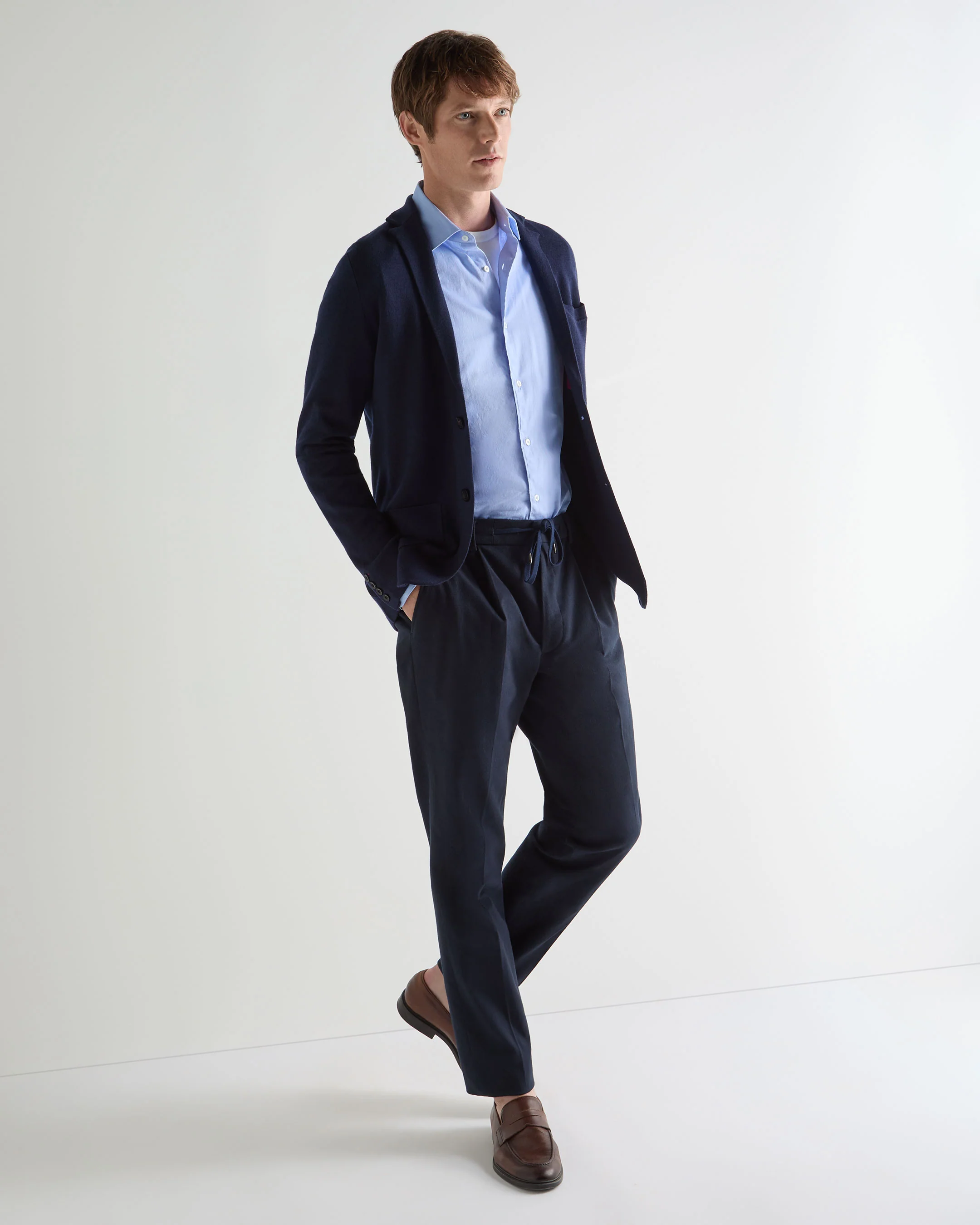 Men's Marlborough Fine Gauge Cashmere Jacket Summer Navy Blue - Image 3