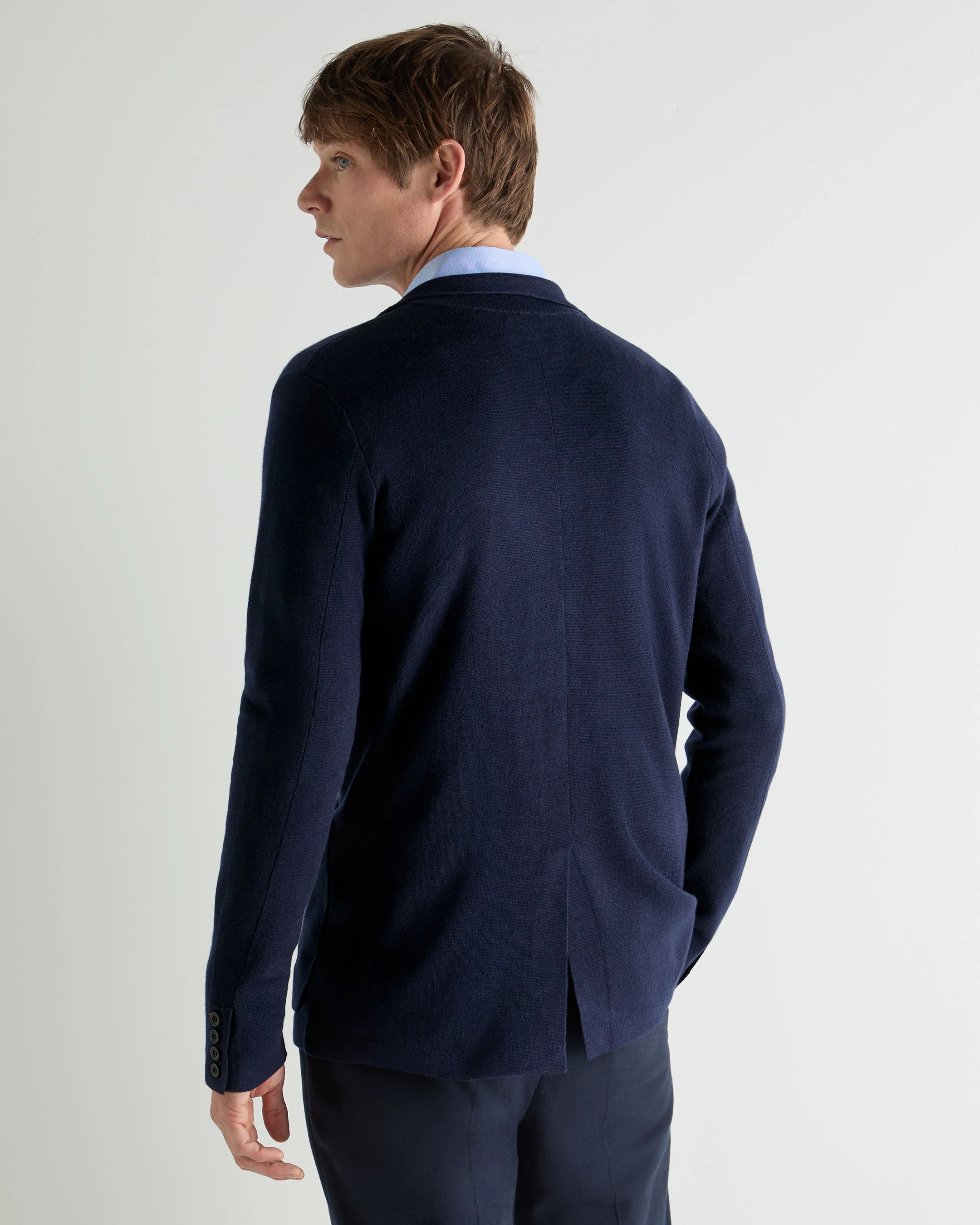 Men's Marlborough Fine Gauge Cashmere Jacket Summer Navy Blue - Image 4