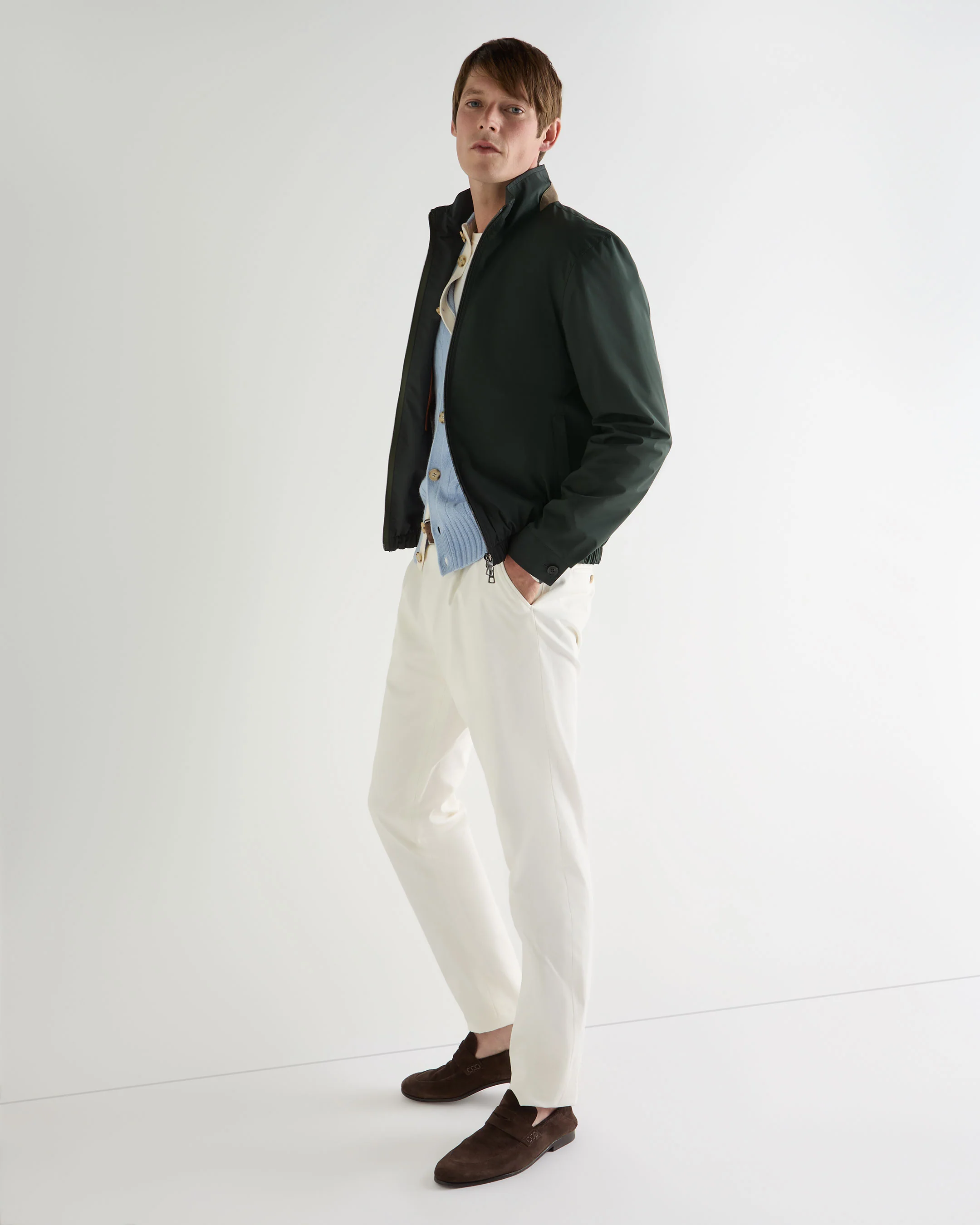 Men's Microfibre Blouson Jacket Dark Green - Image 3