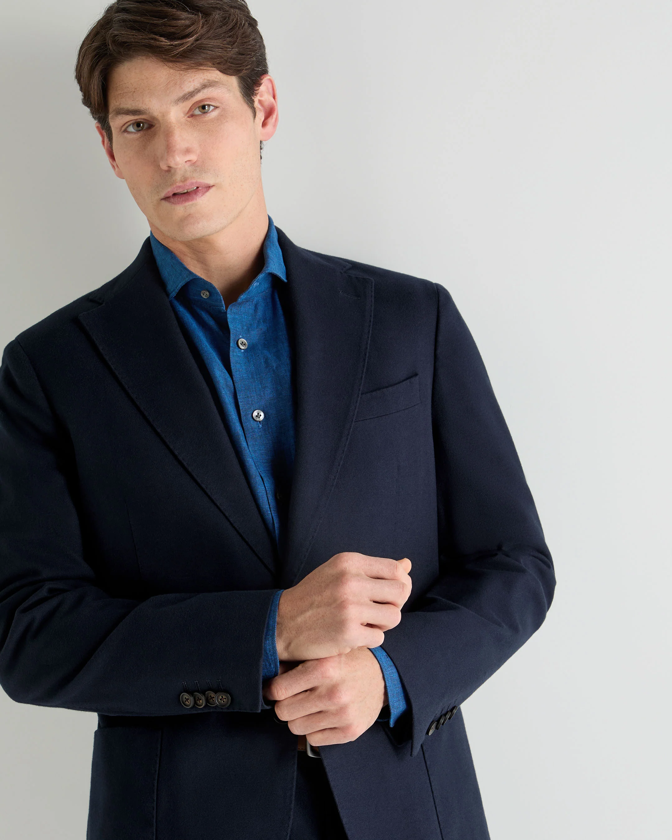Men's Monaco Flannel Cotton Jacket Navy Blue - Image 5